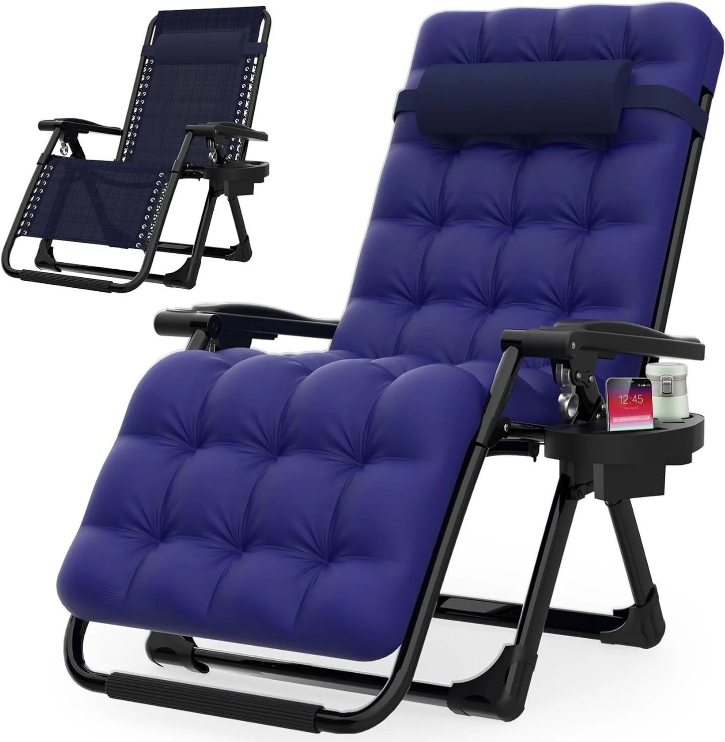 Indoor and outdoor patio chair folding lounge chair zero gravity chair with removable cushion camping lounge chair