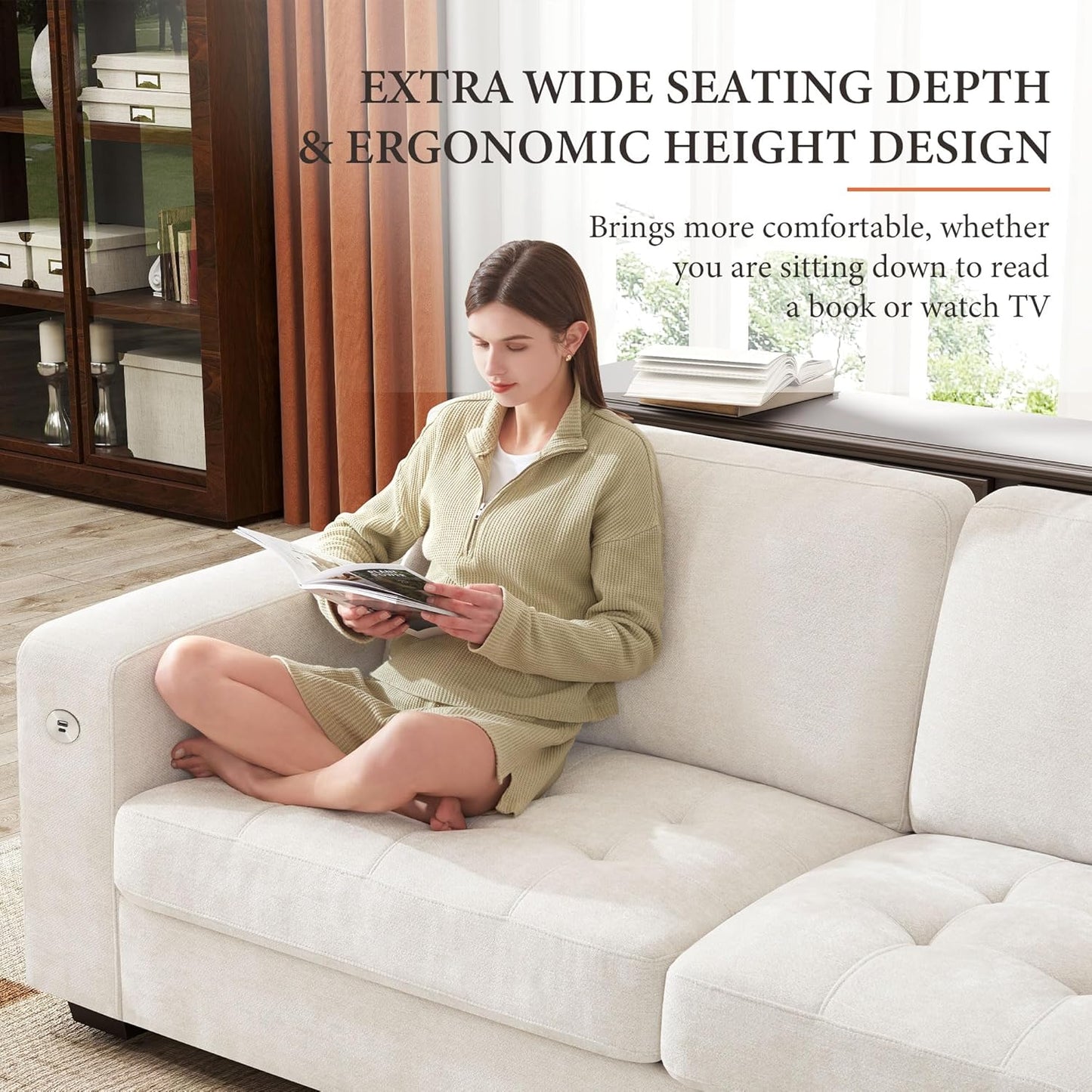 ihanherry 146-inch U-shaped modern sofa modular area cloud sofa