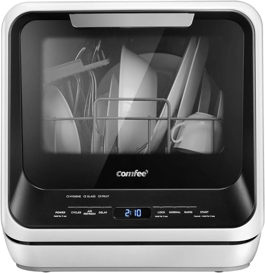 COMFEE' Portable Mini Dishwasher Countertop with 5L Built-in Water Tank