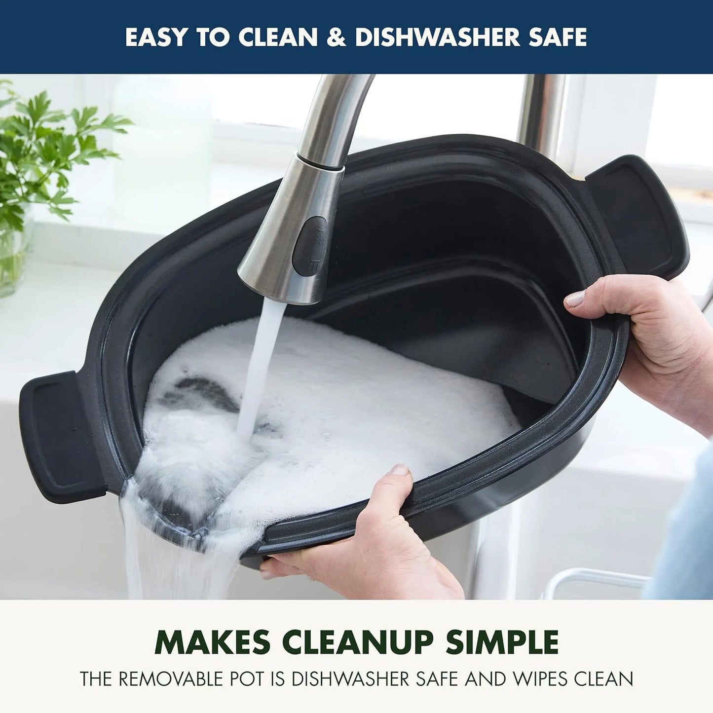 8-in-1 Programmable 6QT Electric Slow Cooker with Dishwasher-Safe Lid and Removable Base