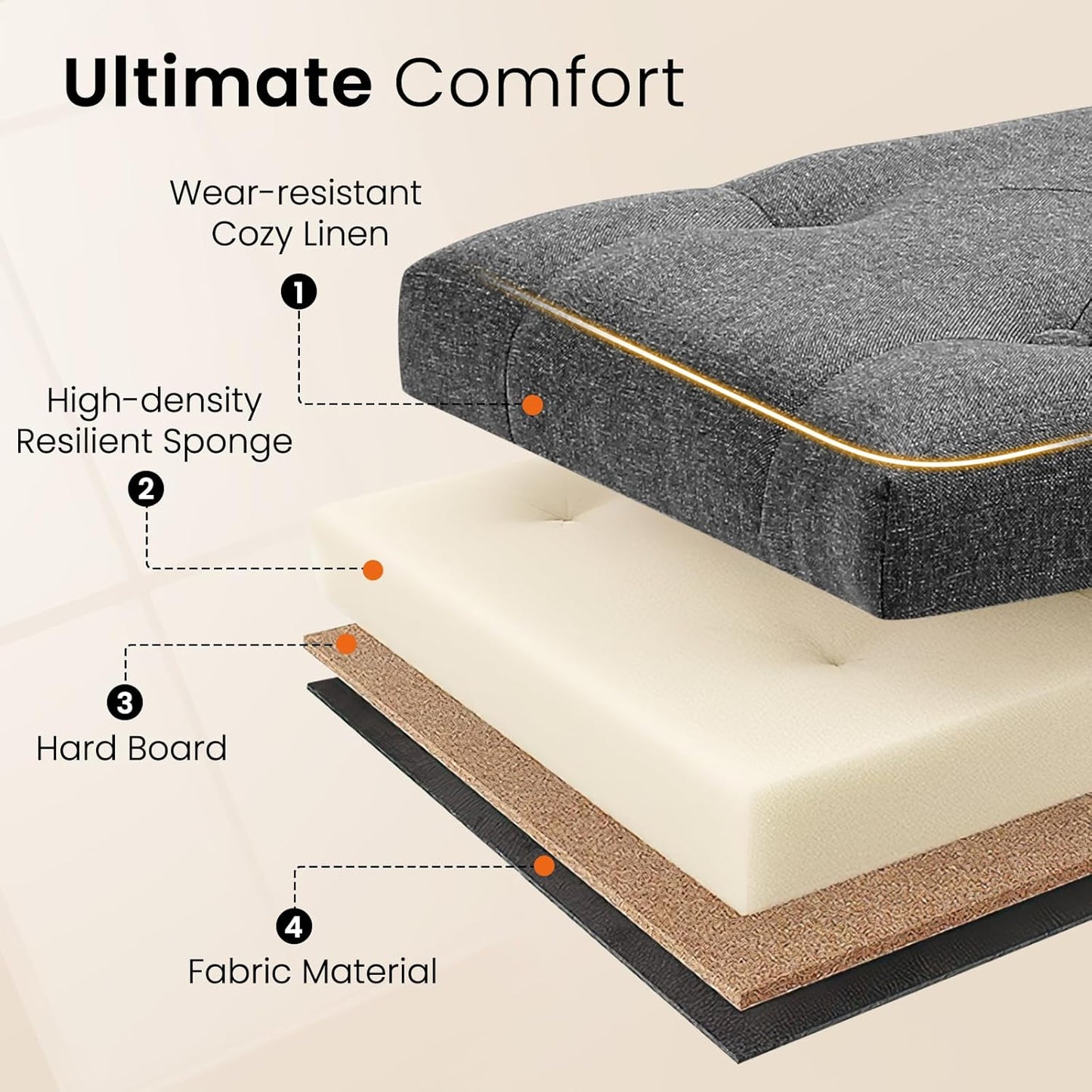 Furniliving Modern Storage Ottoman Bench, Sherpa Ottoman End of Bed Bench with Solid Wood Legs Upholstered Ottoman Benches with Storage Indoor Bench