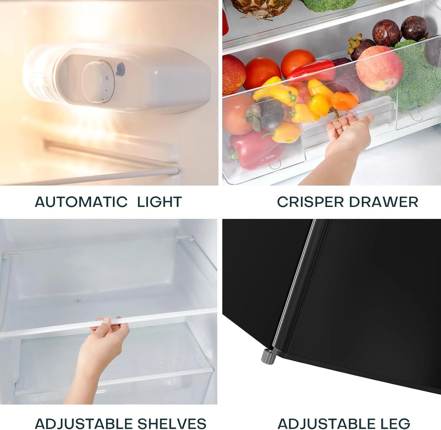 Upstreman 7.7 Cu.Ft. Refrigerator with Freezer, Double Door, Adjustable Thermostat, Large Capacity, Reversible Door Swing, Refrigerator for Apartment, Office, Dorm, Stainless (BD75)