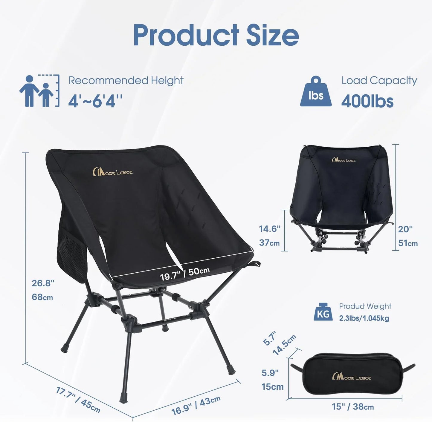 Portable Camping Chair Plus Folding Chair for Backpacking and Hiking