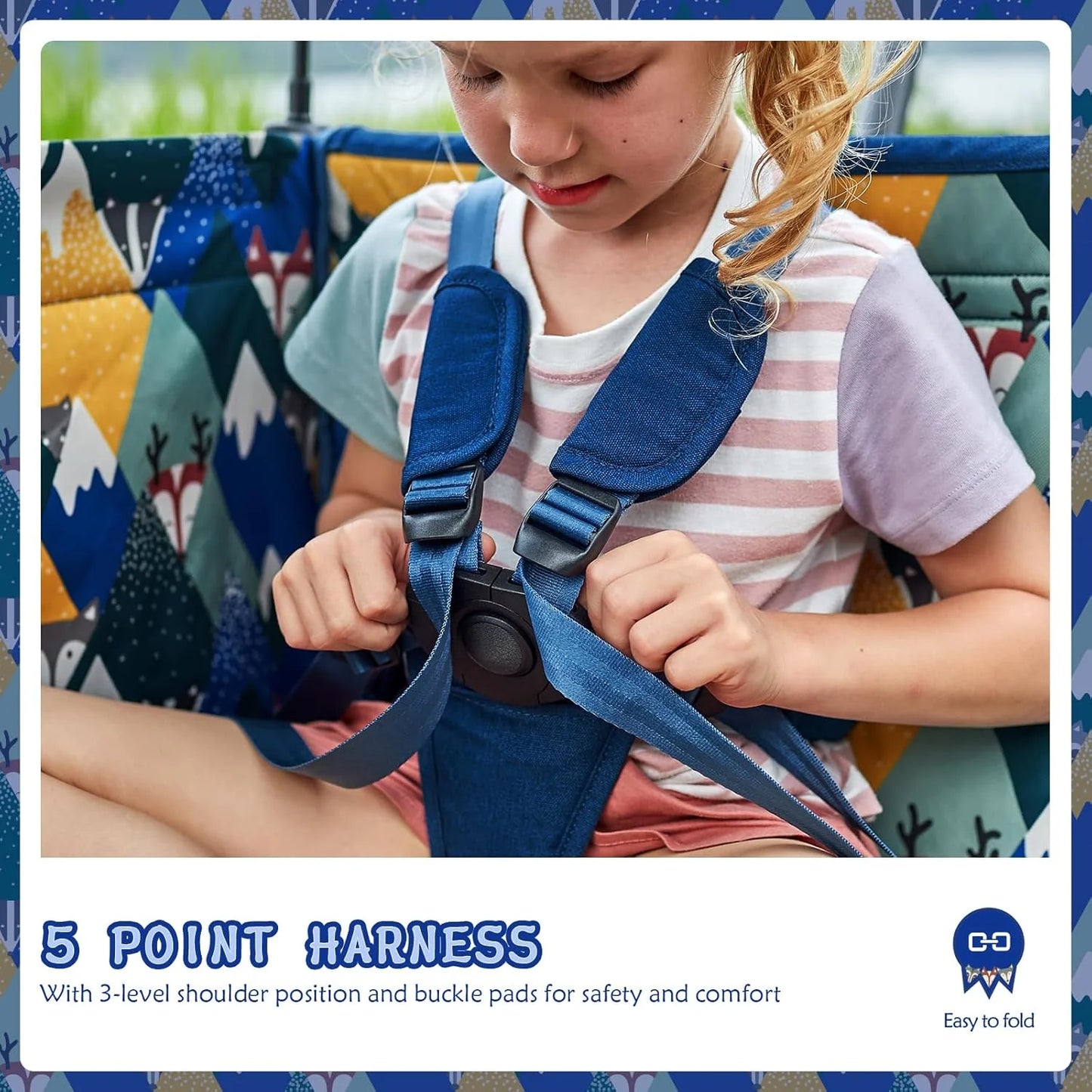 EVER ADVANCED Side-unzip Wagon Stroller for 2 Kids, Push Pull Stroller with Adjustable Handle, Easy Access Front Zipper Door, 5-Point Harness Removable UV-Protection Canopy Shock-Absorbing Wheels,Grey