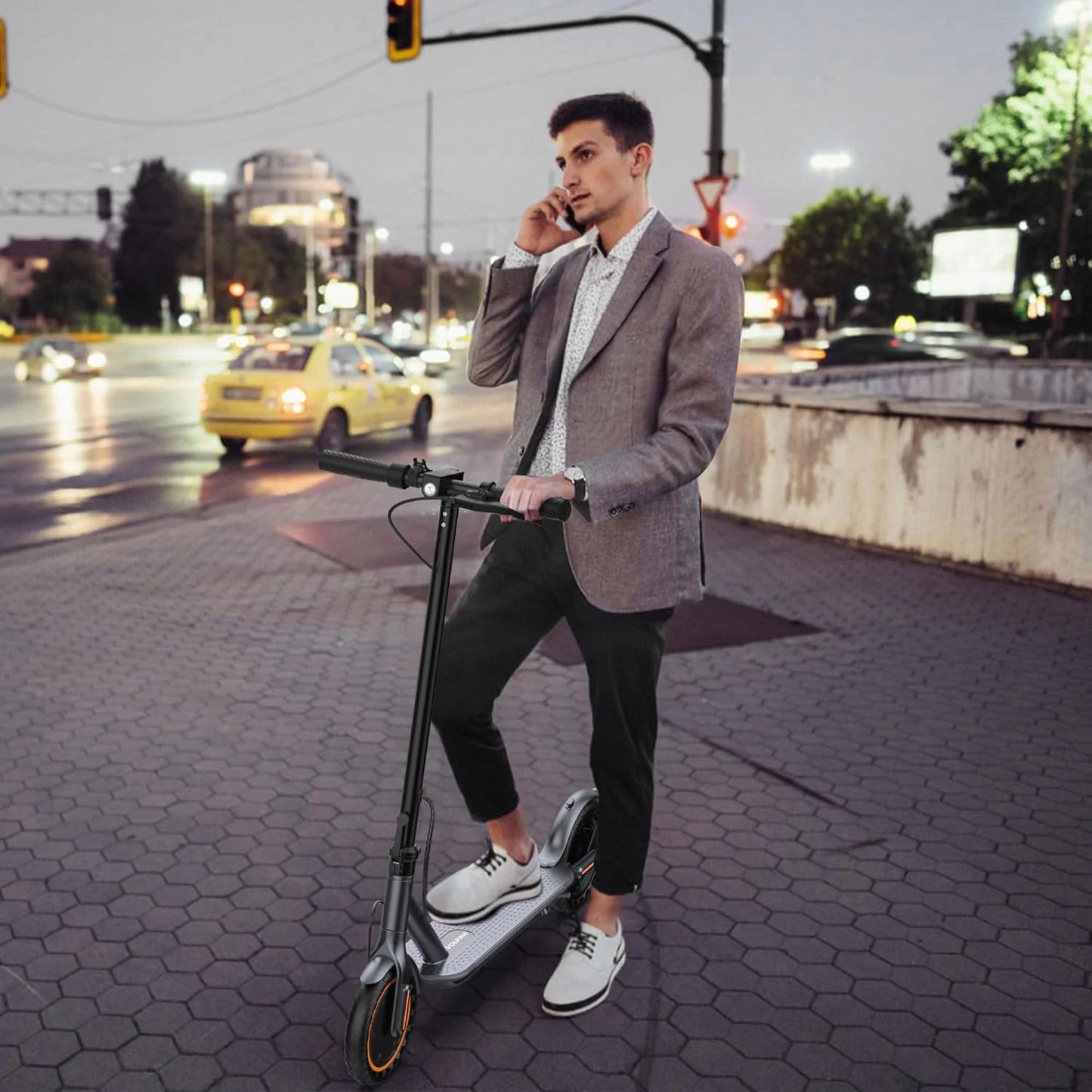 Electric Scooter, 350W/500W Powerful Motor, 8.5"/10" Solid Tires, 19/22Mph, 28/21/12 Miles Range,Dual Braking