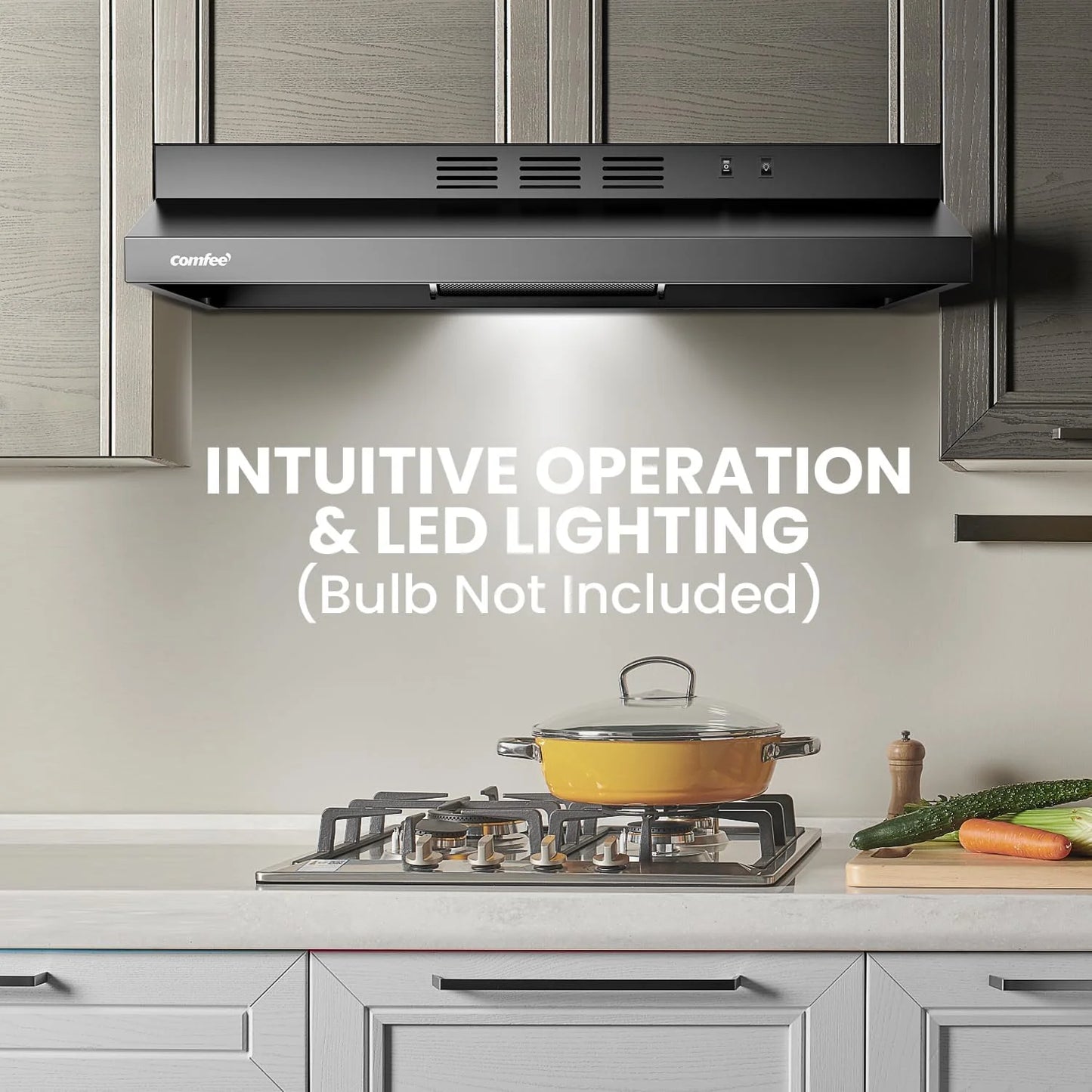 Comfee 30" Under Cabinet Ducted/Ductless Convertible Slim Vent Durable Stainless Steel Kitchen Reusable Filter