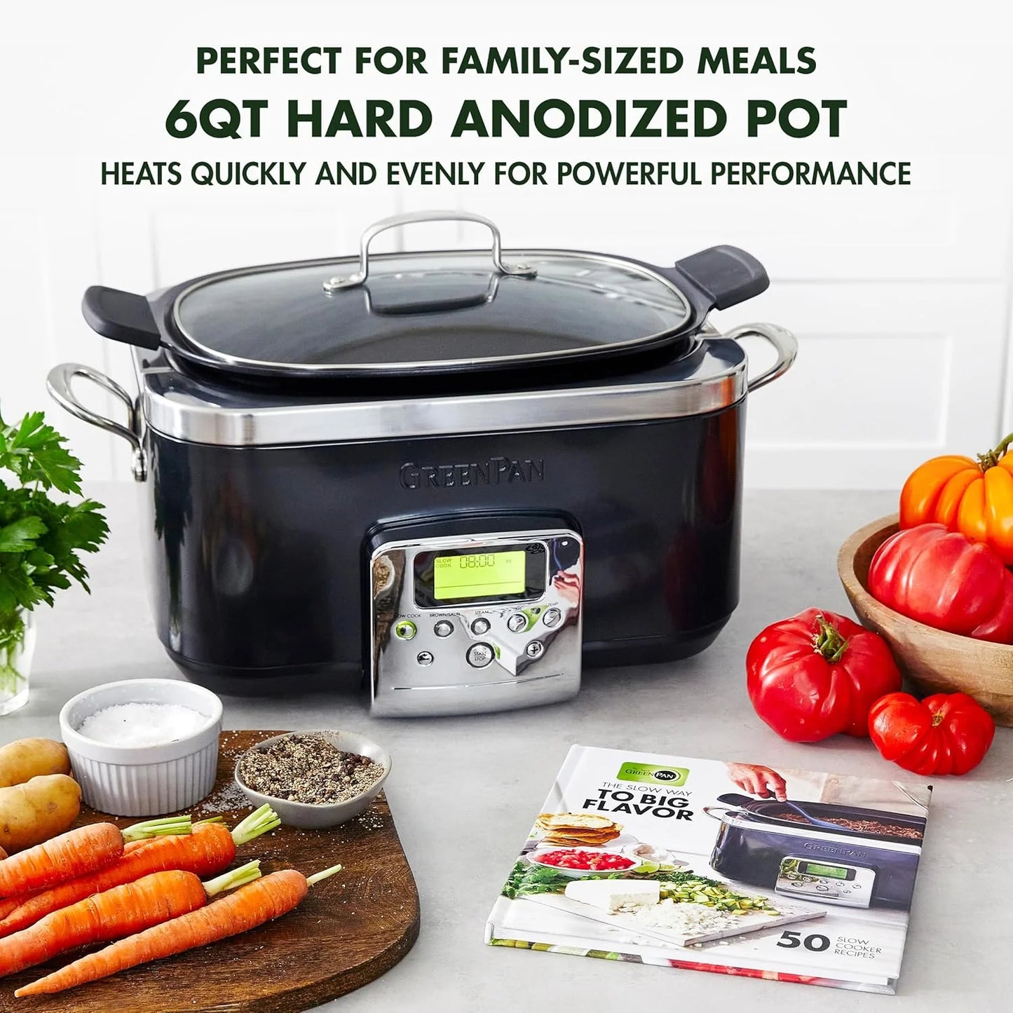 8-in-1 Programmable 6QT Electric Slow Cooker with Dishwasher-Safe Lid and Removable Base