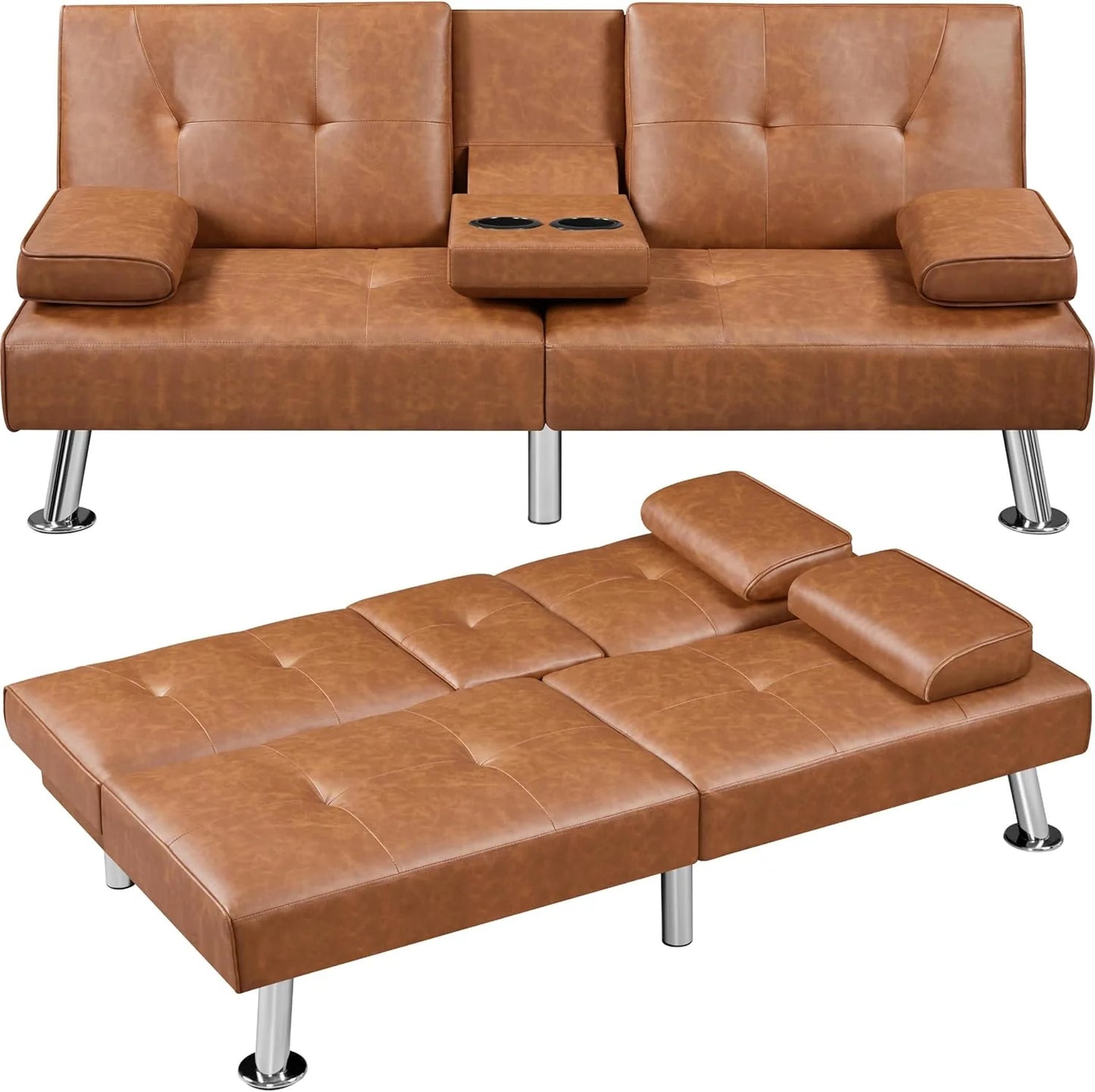 Convertible Sofa Bed Modern Imitation Leather Home Recliner Flip Double Sofa Folding Sofa Bed Guest Bed