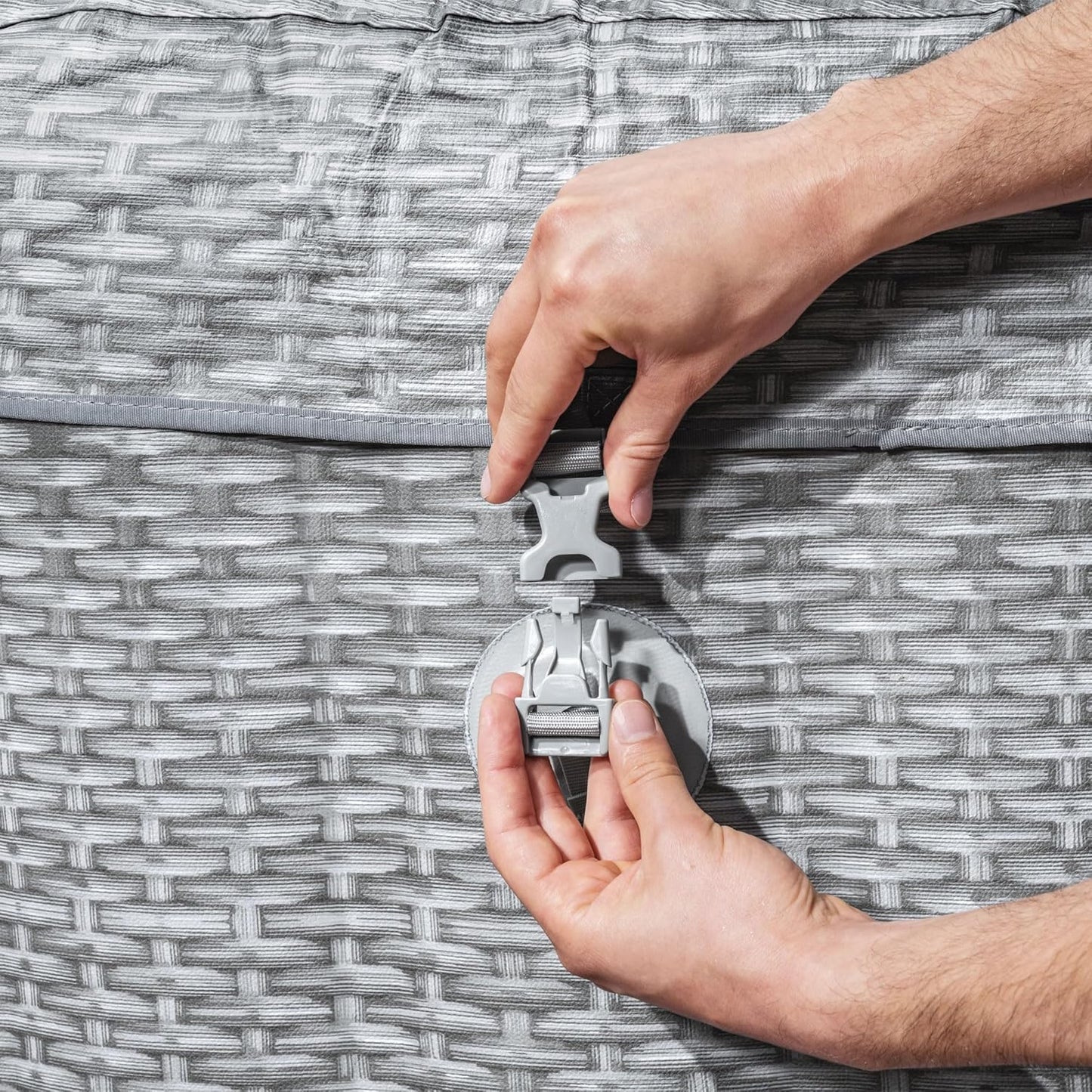 SaluSpa Sicily AirJet 7 Person Inflatable Hot Tub Round Portable Outdoor Spa with 180 Soothing AirJets and Insulated Cover, Gray