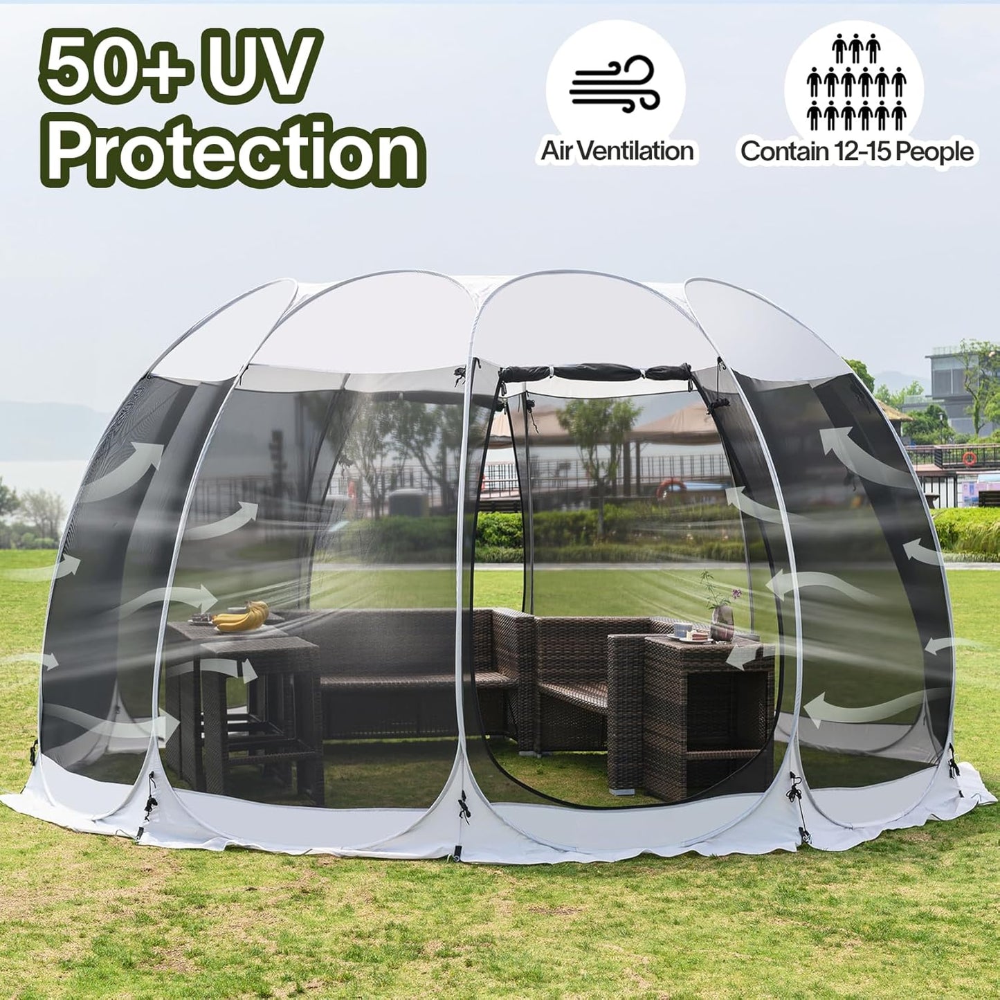 Pop Up Screen House Gazebo Tent with Mosquito Netting Sides