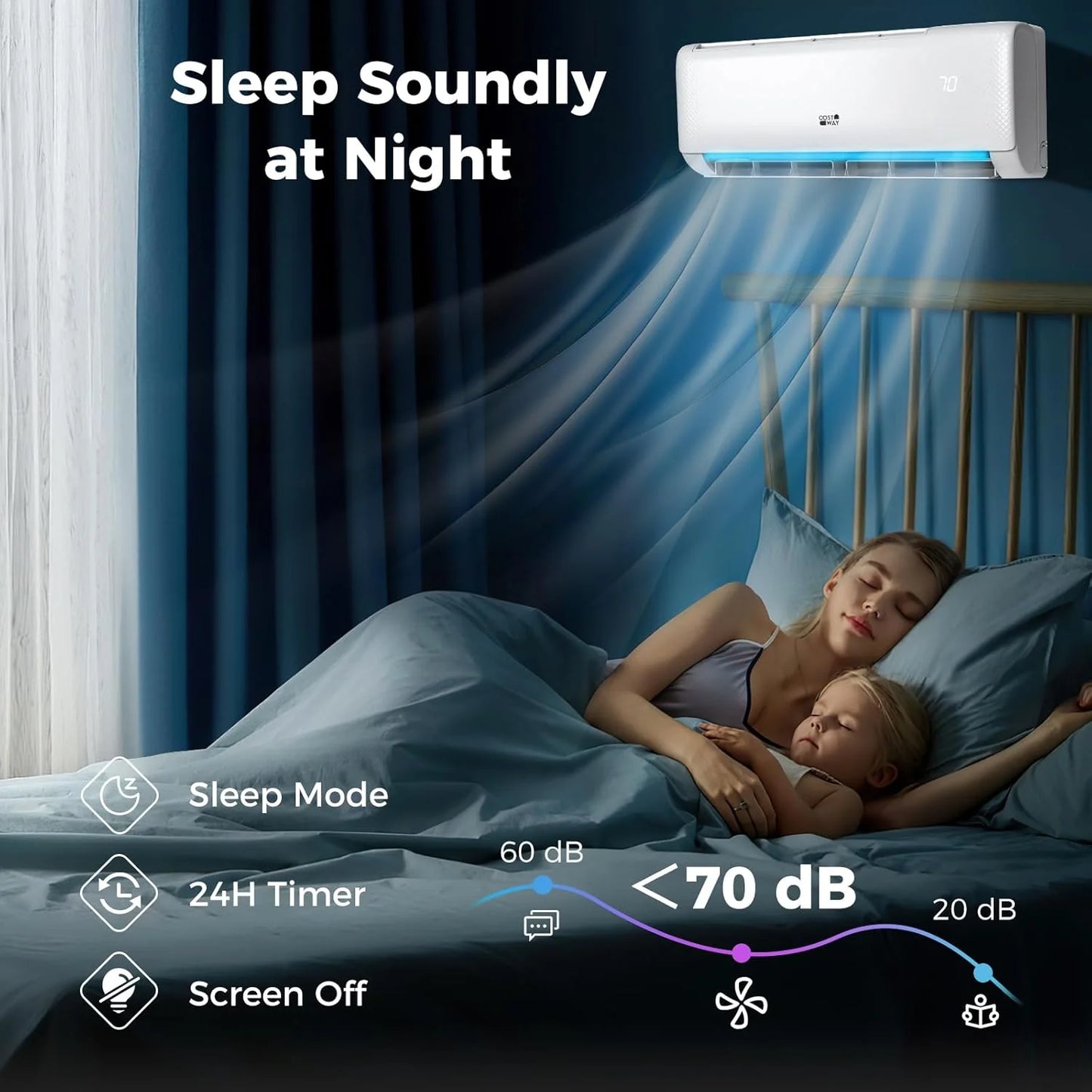 COSTWAY 12000BTU Mini Split Air Conditioner& Heater, 20 SEER2 115V Wall-Mounted Ductless AC Unit Cools Rooms up to 750 Sq. Ft, Energy Efficient Inverter AC with Heat Pump (Blast Series)