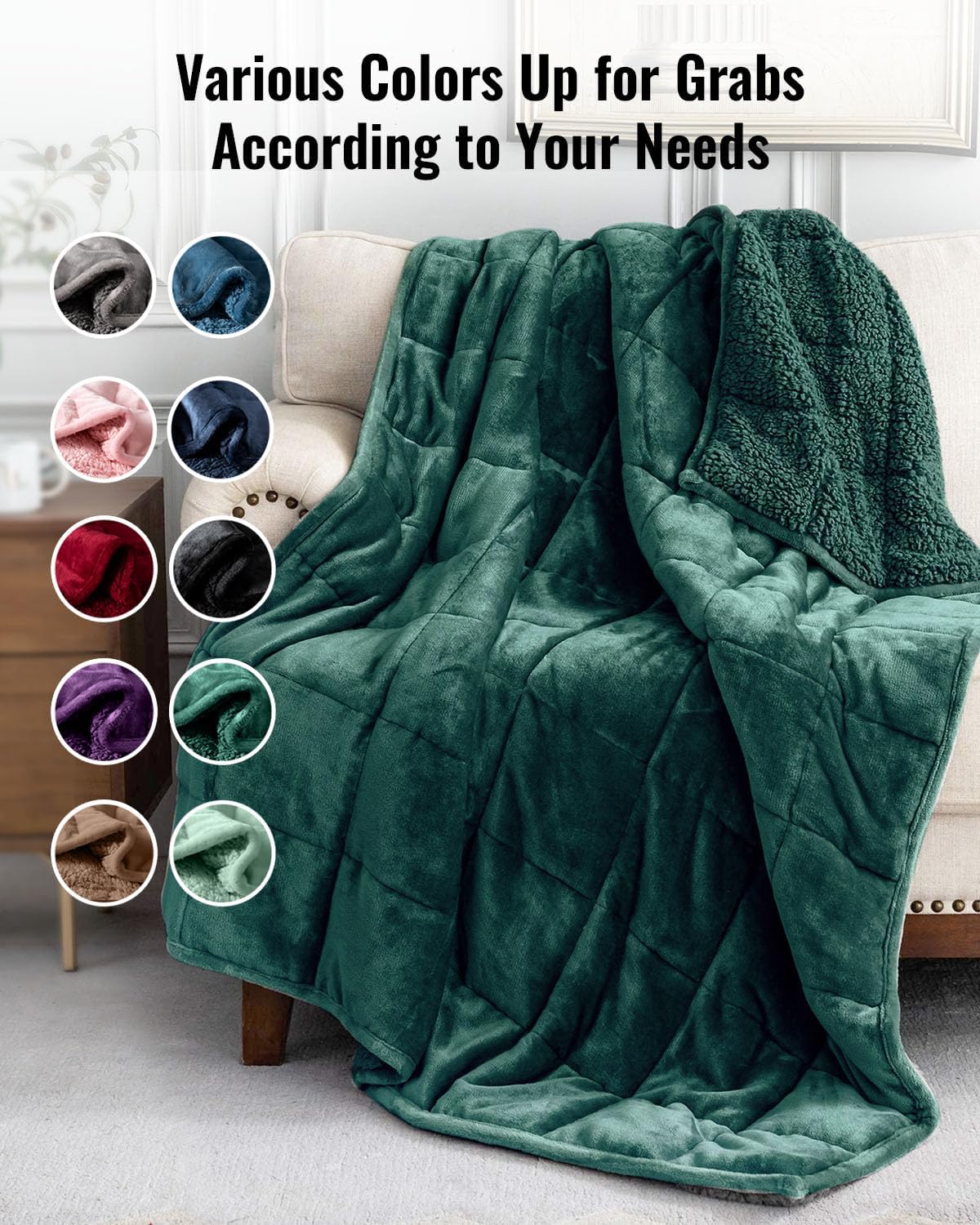 Weighted Blanket Queen Size 15lbs 60x80 inches with Soft Plush Fleece