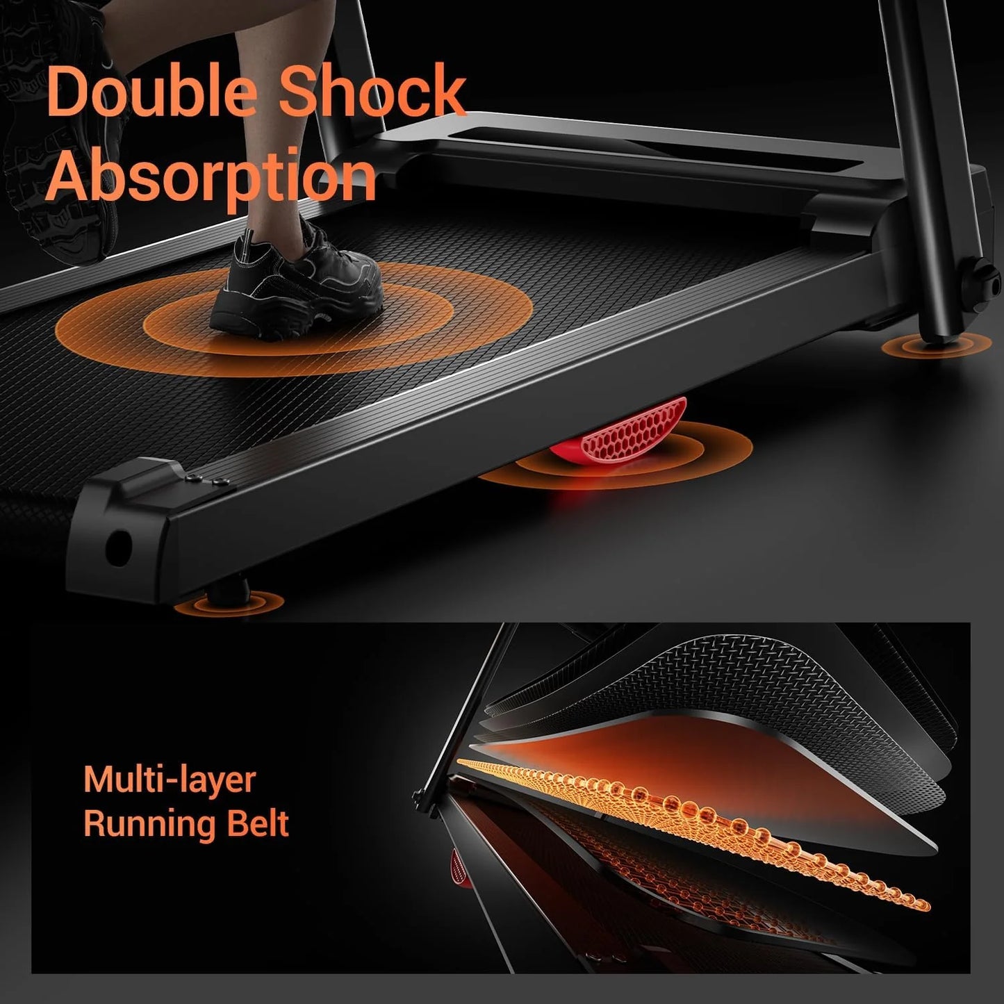 Home Treadmill, 15% Incline Treadmill, 3.0 hp Quiet Brushless Dual Cushion System00lbs Weight Capacity