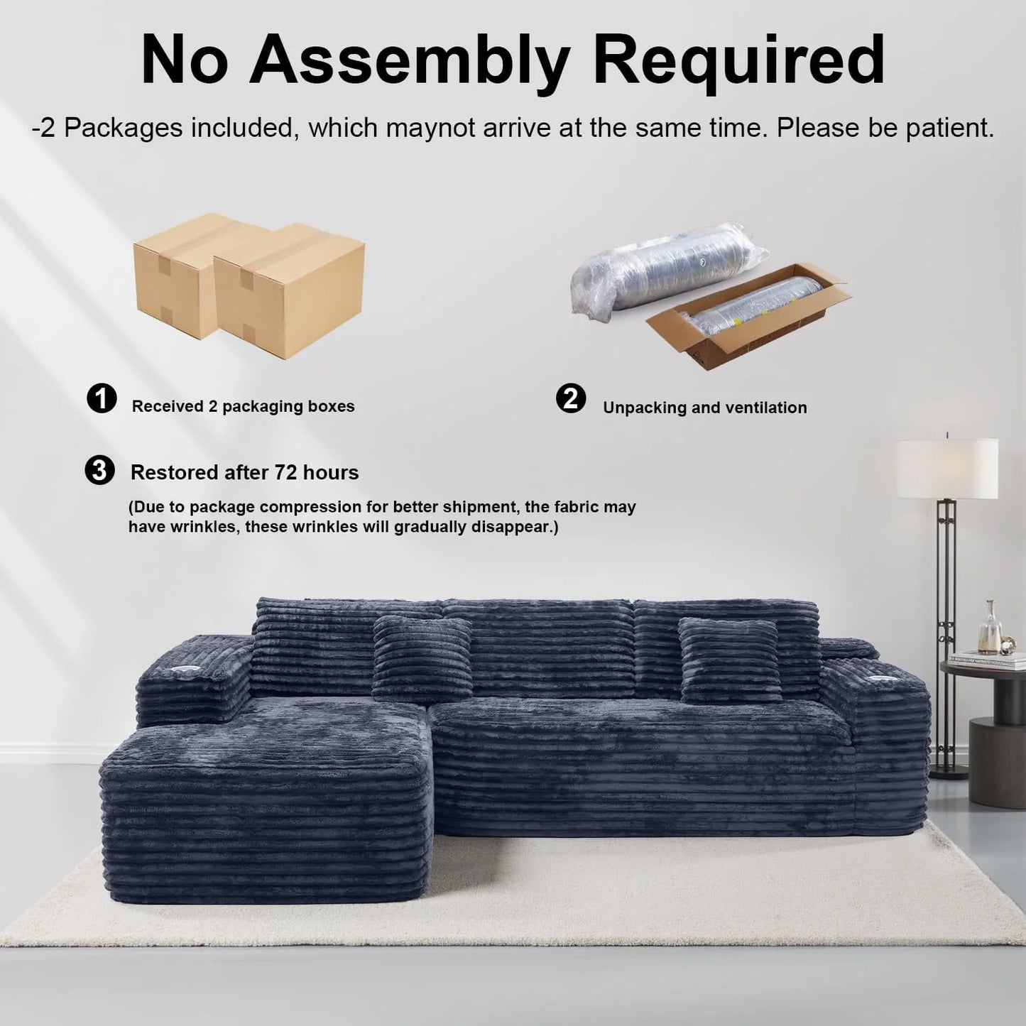 Cloud Sectional Couch with L-Shape Chaise, Modern Modular Sofa with Deep Seat, Built-in Cup Holder & Storage Pocket