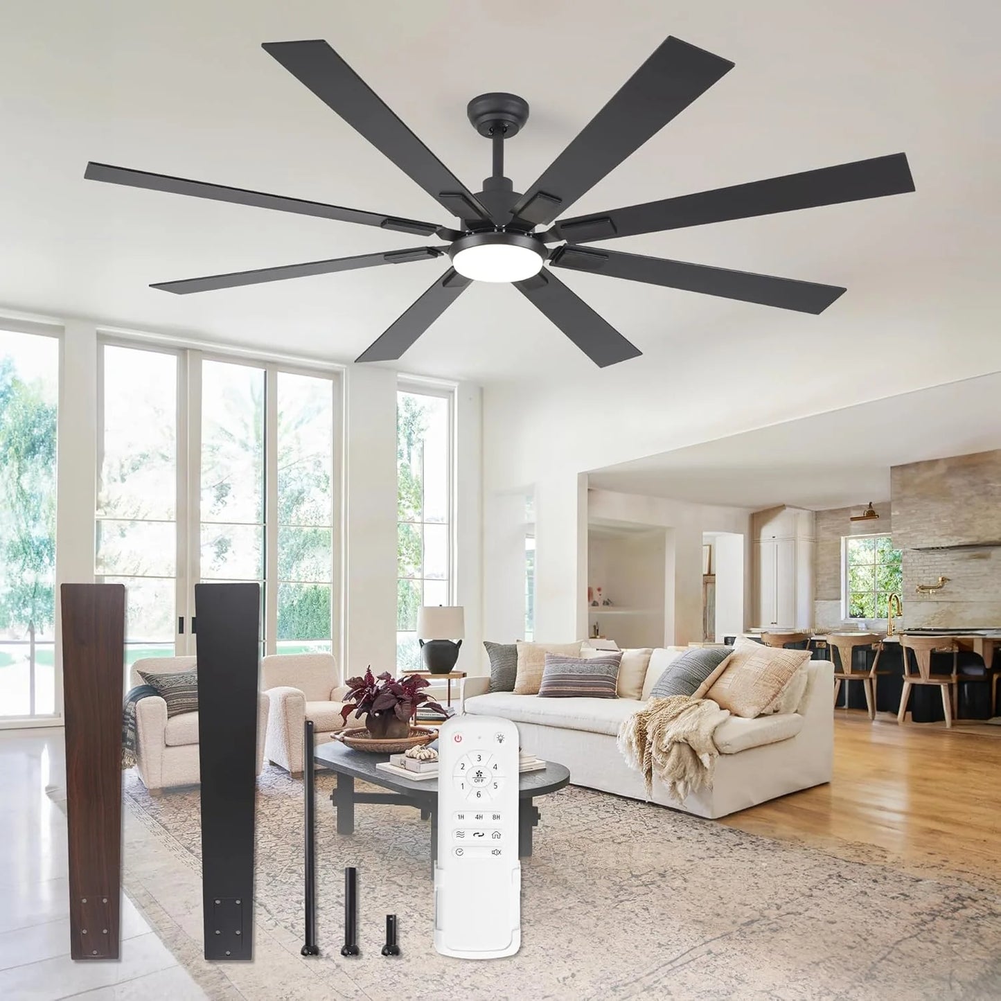 Zmishibo 72-inch large ceiling fan with lighting and remote indoor/outdoor