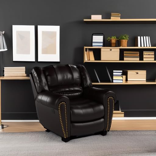 Leather recliner, classic traditional manual recliner, single sofa for living room