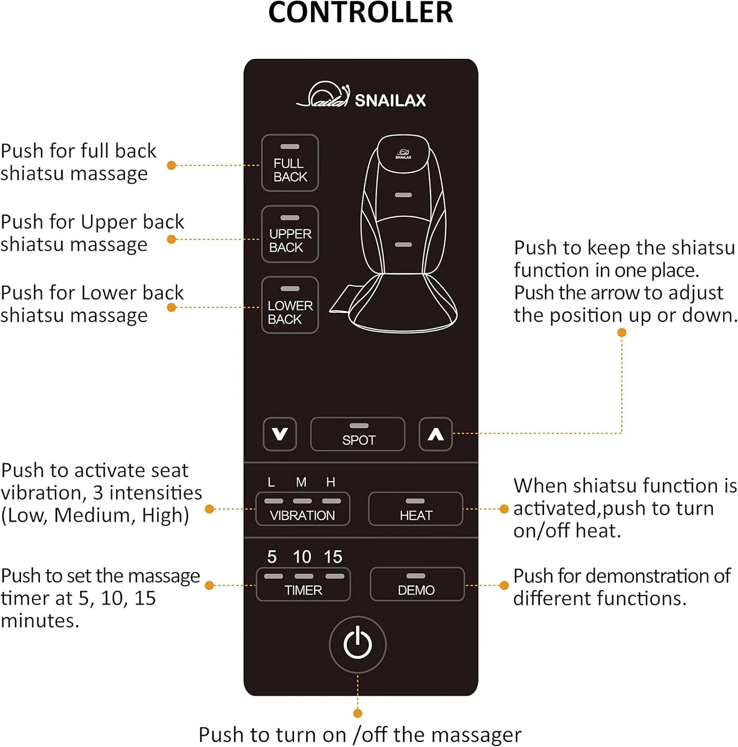 Snailax Shiatsu Massage Cushion with Heat Massage Chair Pad Kneading Back Massager for Home Office Seat use