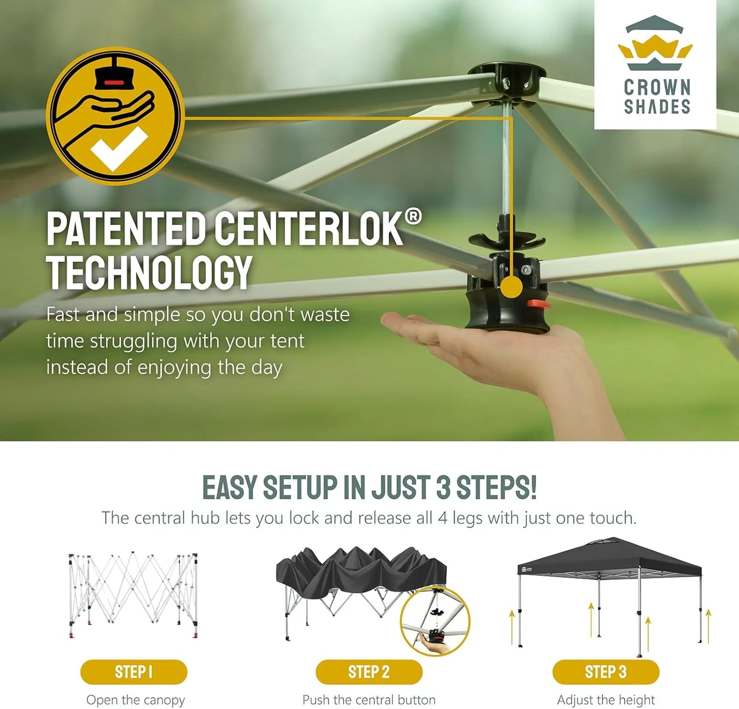 10x10 Pop-Up Awning - One-Click Installation Beach Tent - Outdoor Sunshade Silver Coated Top, 3 Heights and 4 Sand Pockets