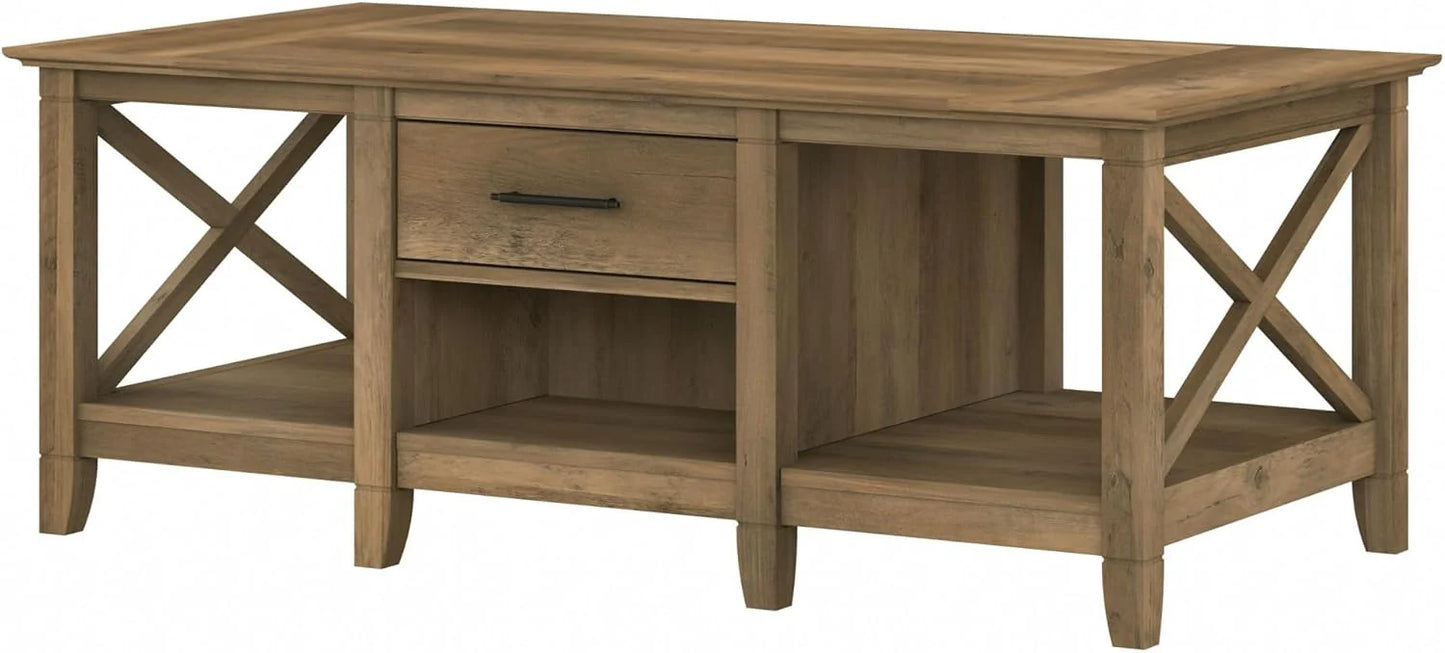 Key West Coffee Table with Storage in Washed Gray