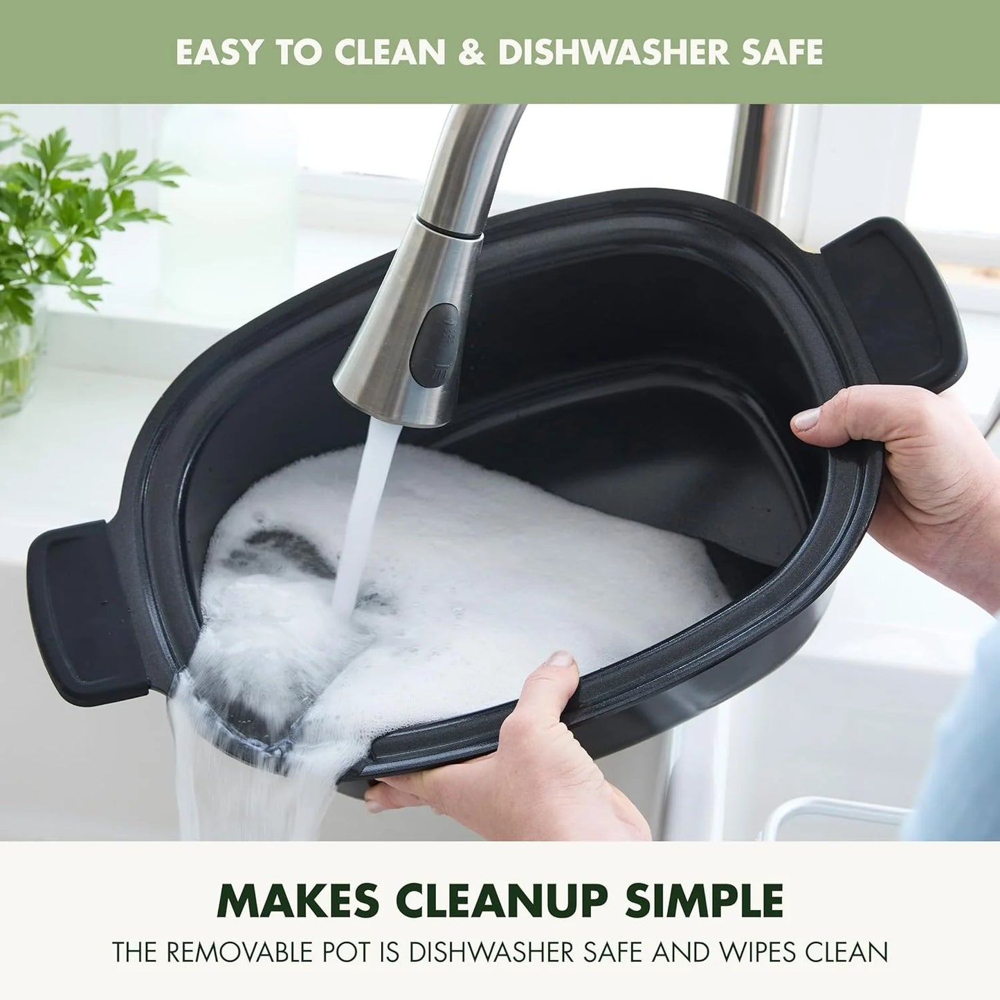 8-in-1 Programmable 6QT Electric Slow Cooker with Dishwasher-Safe Lid and Removable Base