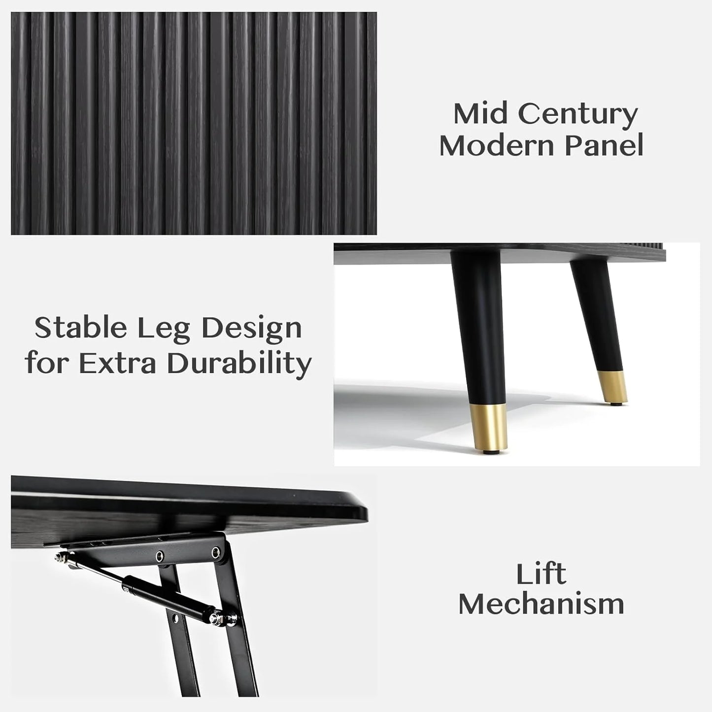 Round Coffee Table with Storage,Fluted Center Table with Sliding Cabinet Door for Living Room,Home Small Space,31.5" Small Center Table,Walnut