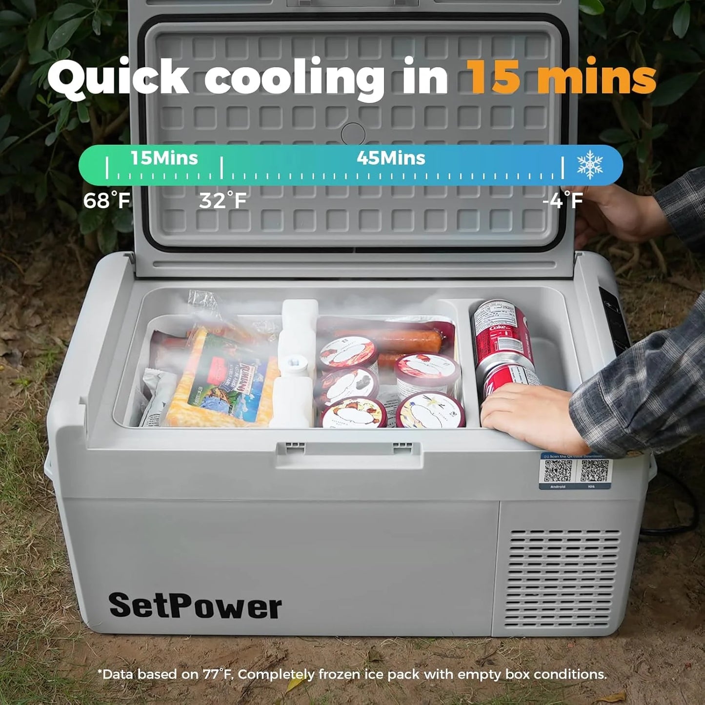 12V Refrigerator 21 Quart Portable Freezer 50 Hours Keep Cool,Electric Cooler for Vehicles Car Refrigerator 12V Portable Fridge for Car Camping Truck Van RV SUV Road Trip Travel RF20