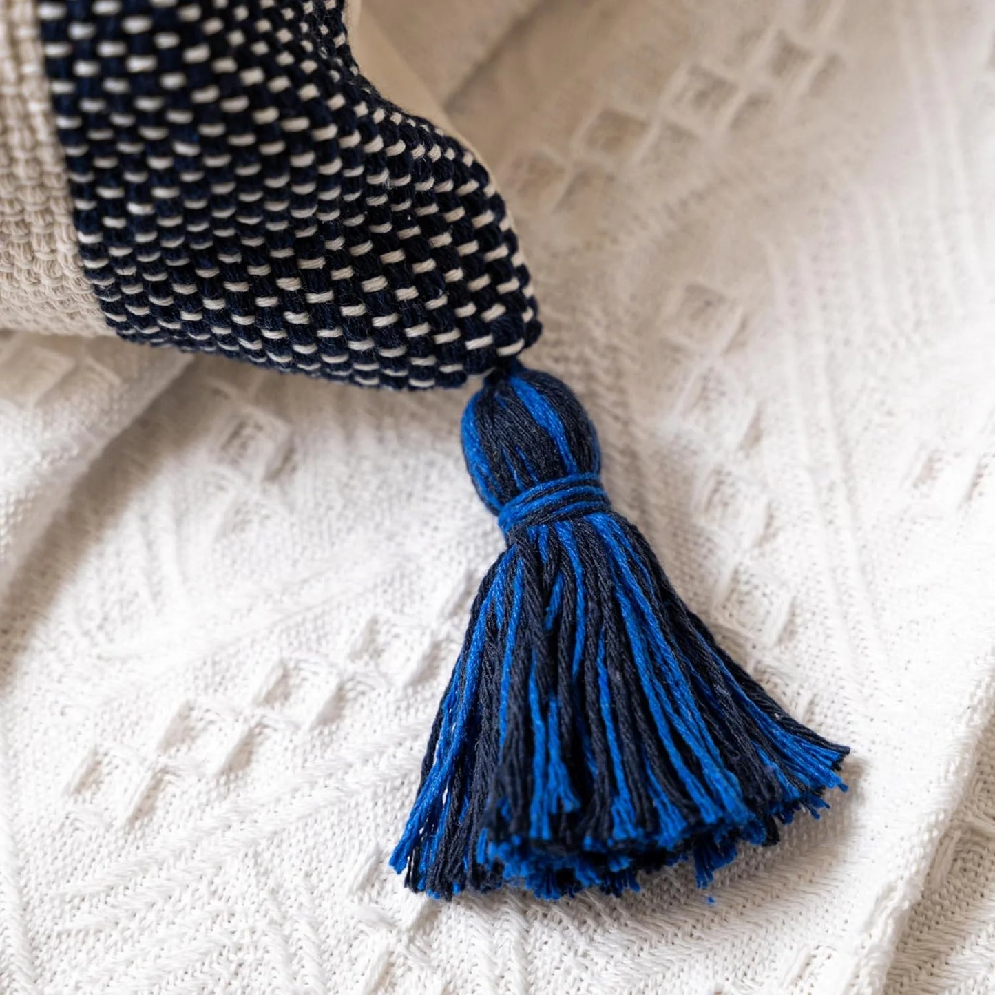 Blue Boho Decorative Throw Pillow Cover 20x20