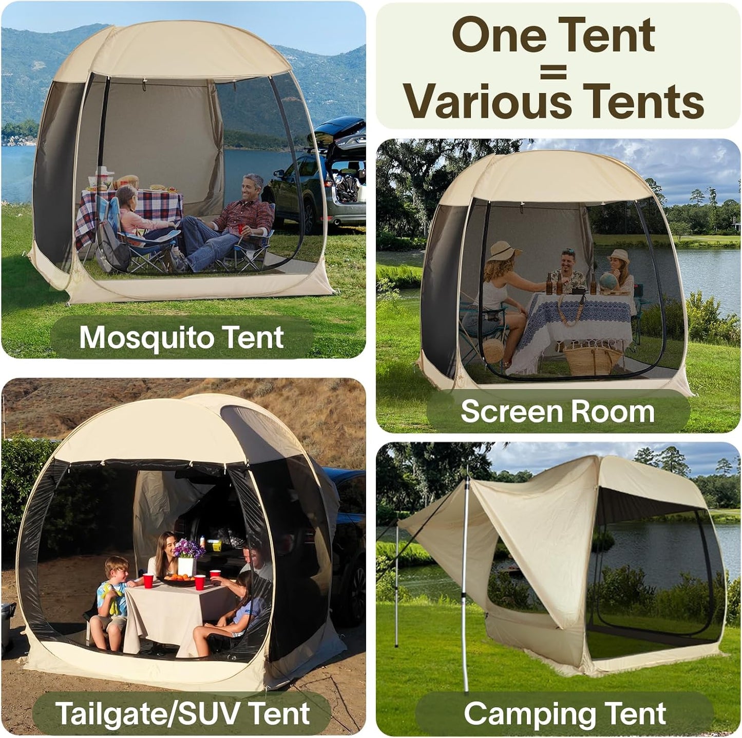 Pop Up Screen House Gazebo Tent with Mosquito Netting Sides