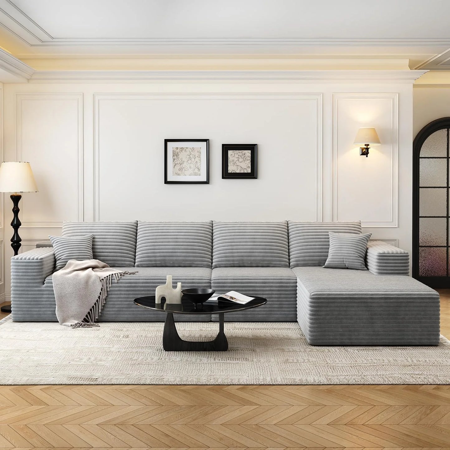 107.5" Cloud Modular Sectional Sofa Couch with L-Shape Chaise,Modern Minimalist Upholstered Couches