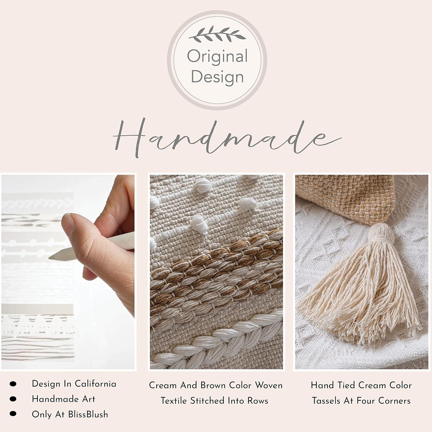 Blue Boho Decorative Throw Pillow Cover 20x20