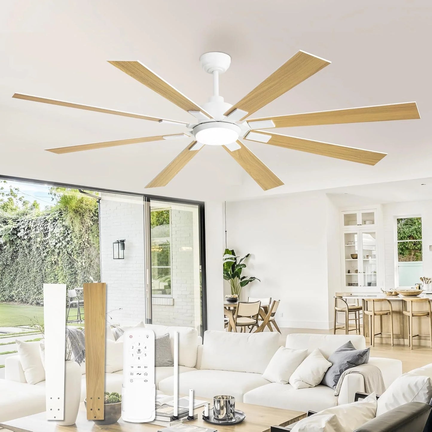 Zmishibo 72-inch large ceiling fan with lighting and remote indoor/outdoor