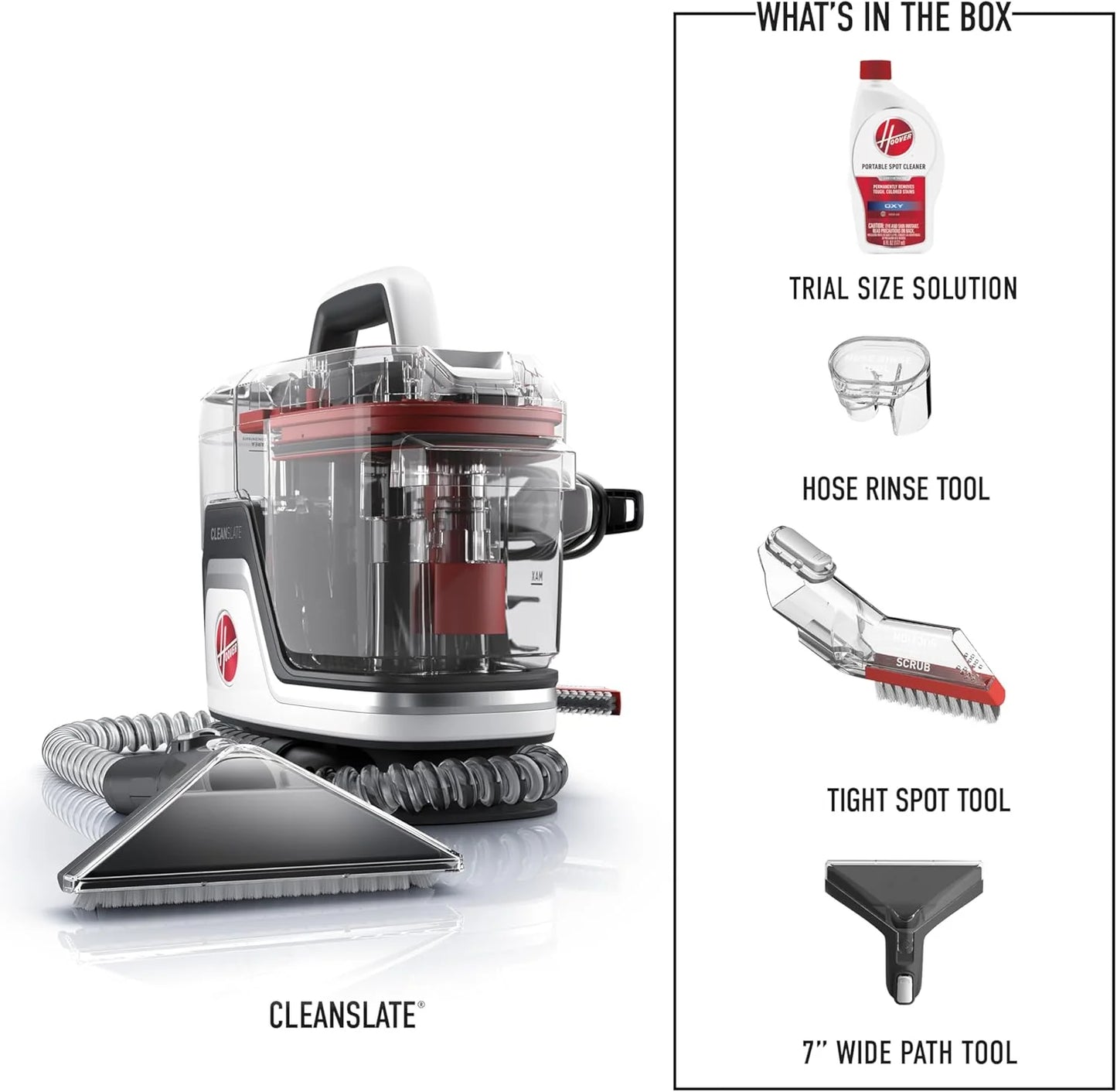 Hoover CleanSlate Plus Portable Carpet & Upholstery Spot Cleaner with Powerful Suction and Multiple Tools