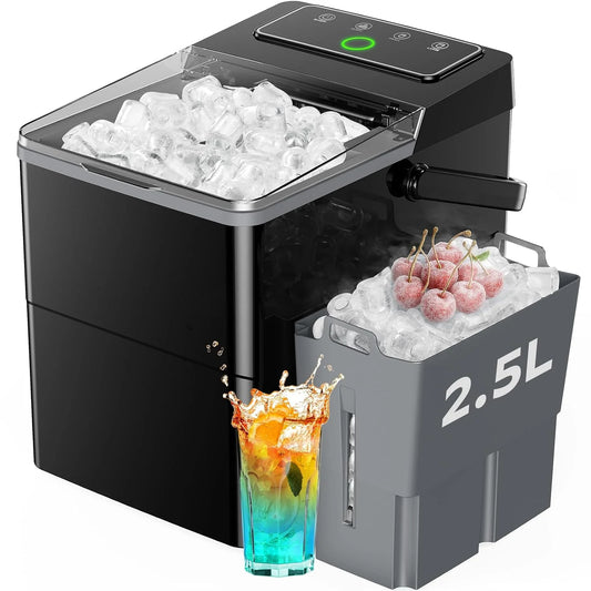 Silonn Countertop Ice Maker with Expanding Ice Basket, 9 Cubes in 6 Mins, 2.5L Ice Basket, Self-Cleaning Ice Maker with LED Touch Control, 2 Bullet Ice Sizes for Home, Kitchen, Office