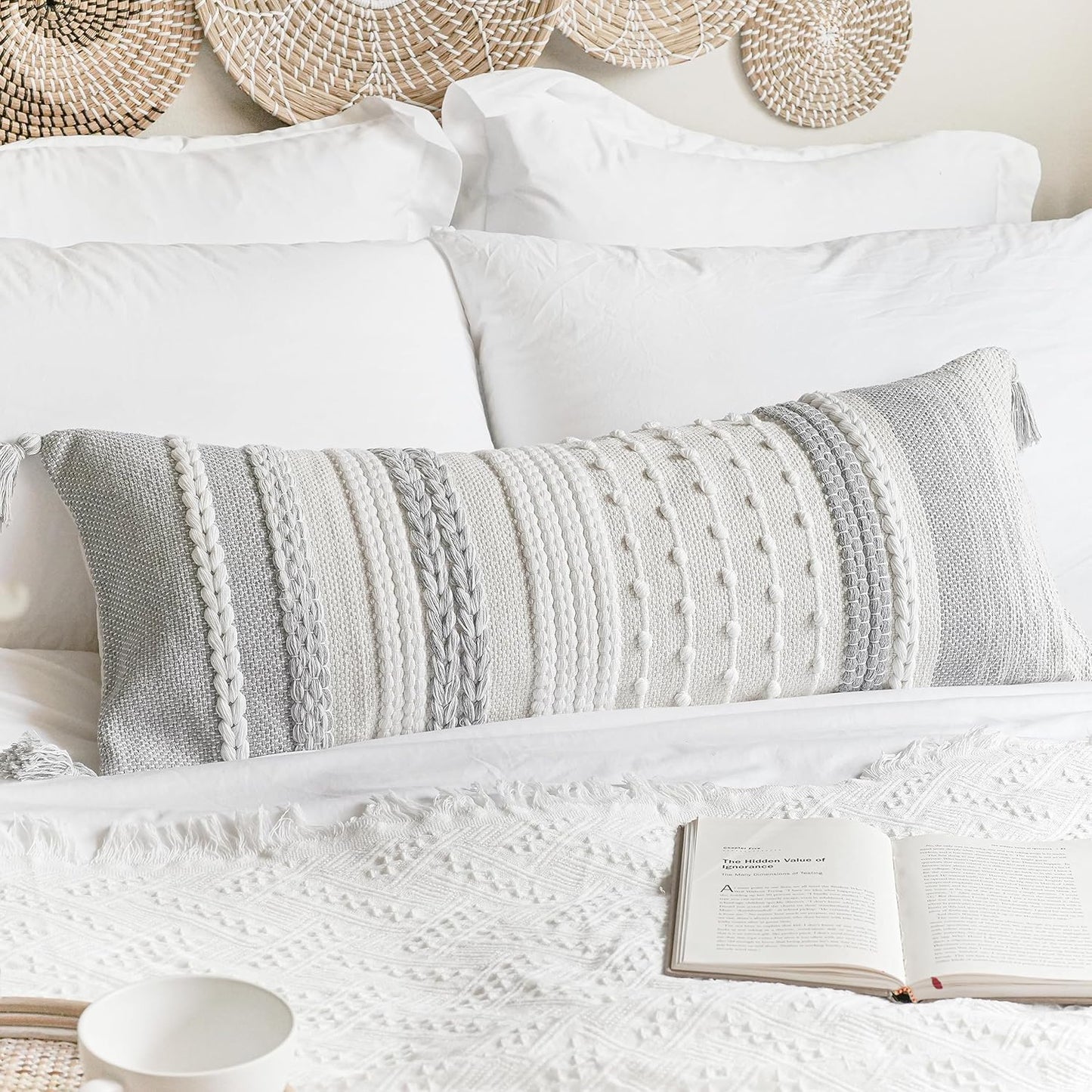 Blue Boho Decorative Throw Pillow Cover 20x20