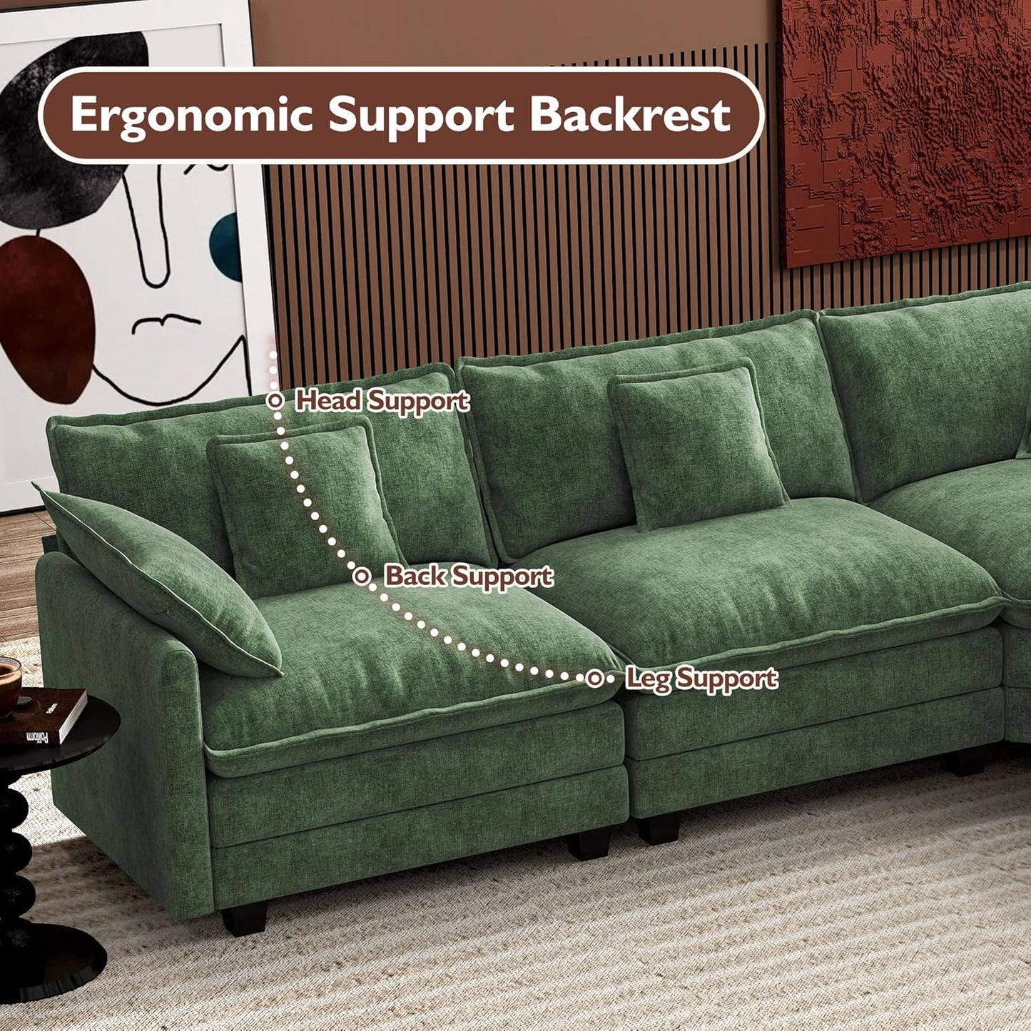 ihanherry 146-inch U-shaped modern sofa modular area cloud sofa