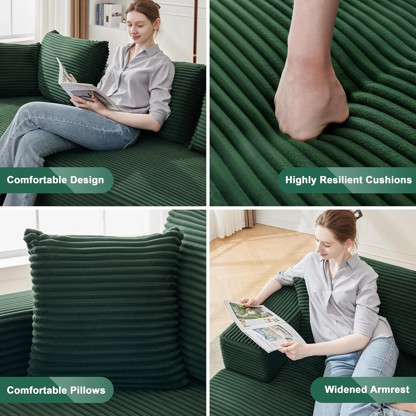 110-inch cloud sofa, boneless sofa in the living room, modular sofa with deep seats