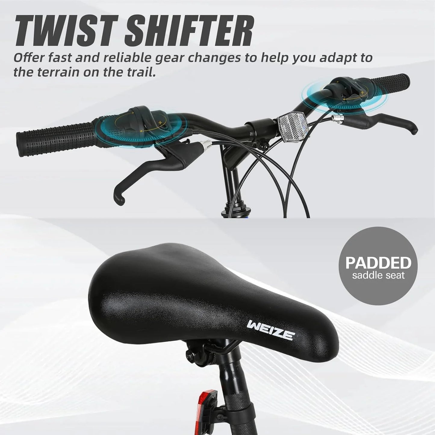 WEIZE Mountain Bike, 26 27.5 inch Outdoor Hybrid Bikes,18-Speed/High-Carbon Steel/Dual Full Suspension, Adjustable Ergonomic Seat for Men Women Adult, MTB Bicycle with Suspension Fork,Sleek Colors