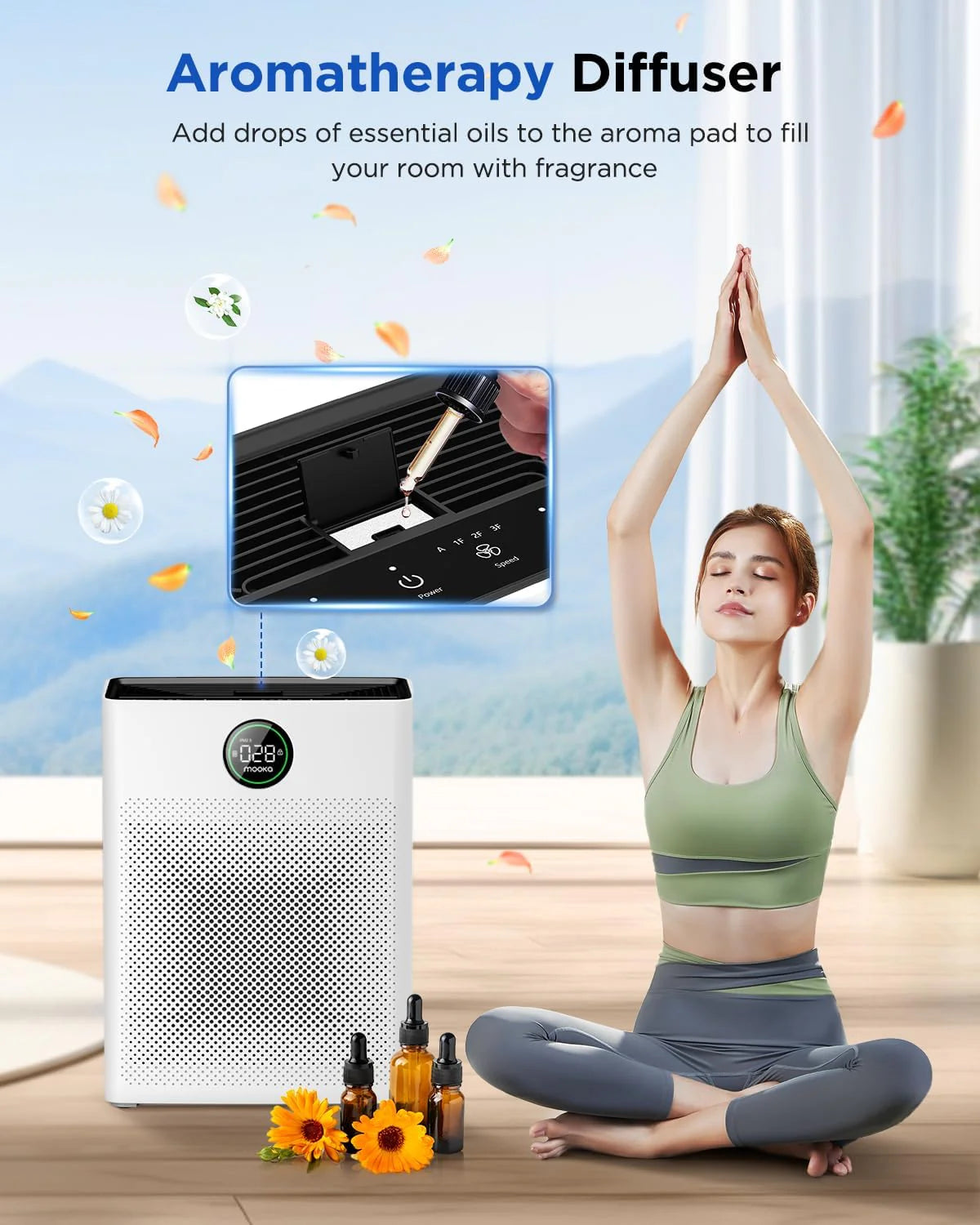 Air Purifiers for Home Large Room up to 2200sq.ft, MOOKA Air purifier for Home Pets with Washable Filter