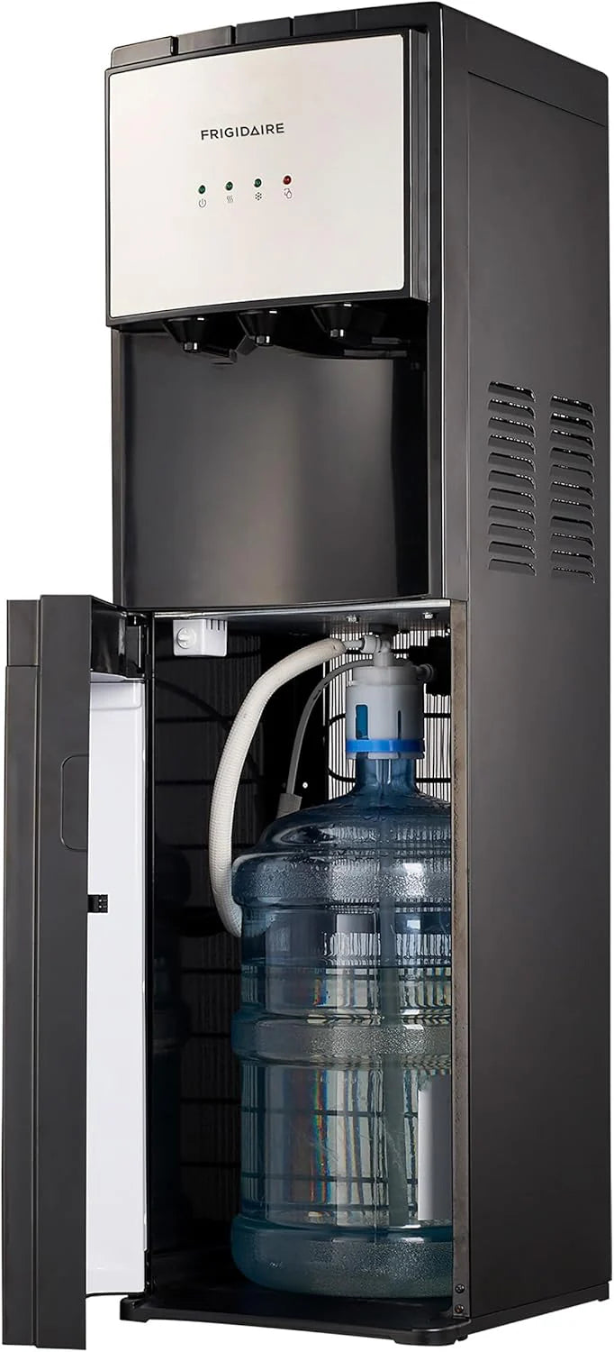 Frigidaire EFWC498 - Top Loading Cooler Dispenser -Hot & Cold Water - Child Safety Lock - Innovative Slim & Sleek Design, Holds 3 or 5 Gallon Bottles - Black