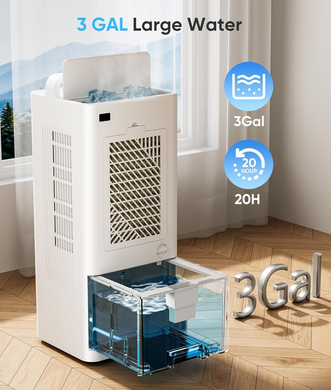 Windowless Portable Air Conditioners, Evaporative Air Cooler w/3 Modes & 3 Speeds, 12H Timer for Smart Auto-off, 2-Gal Tank for 20H Cooling,16FT Remote,No Hose Needed,46db Swamp Cooler