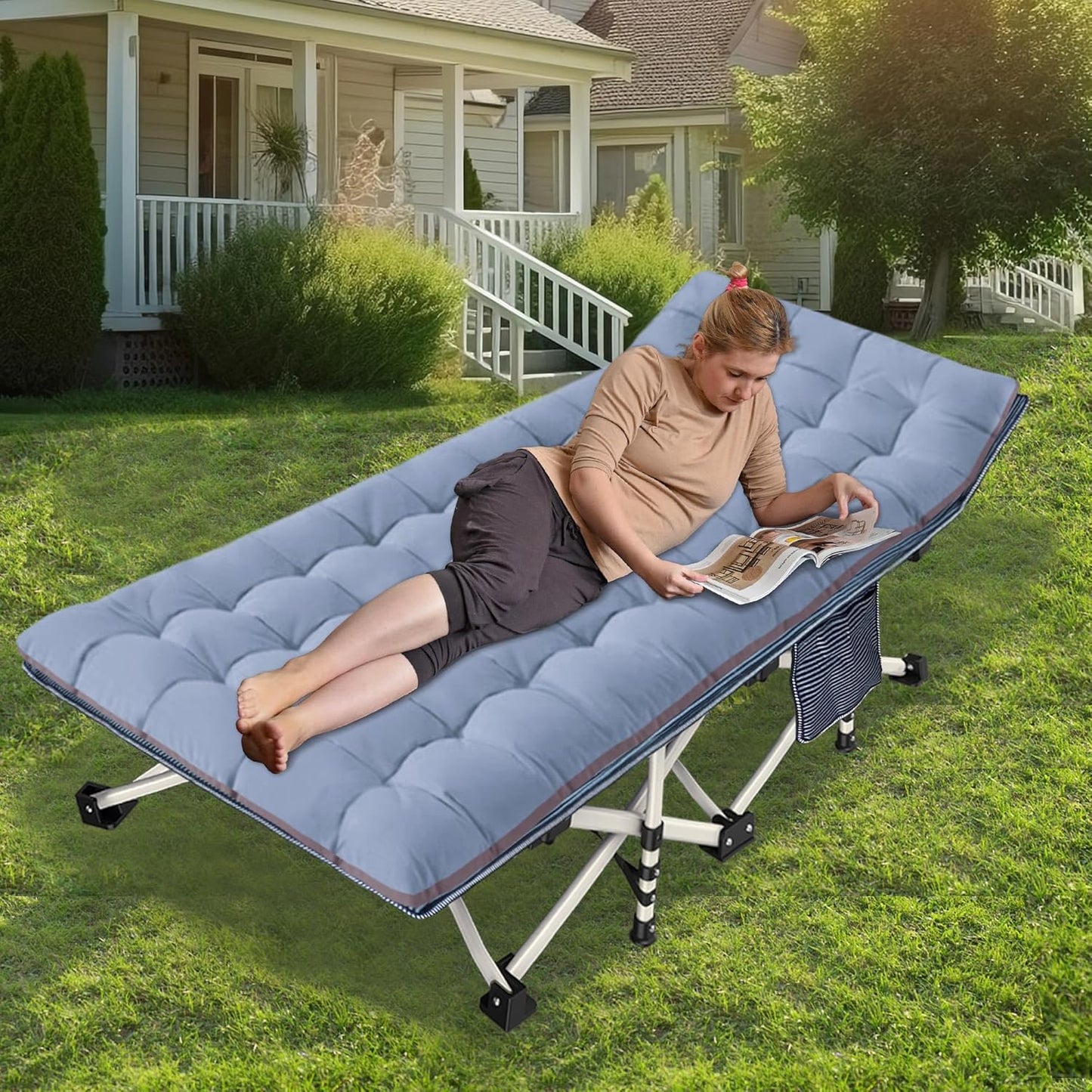 2-Pack Camping Cots with Mattress Comfortable Folding Bed Heavy Duty Baby Cot