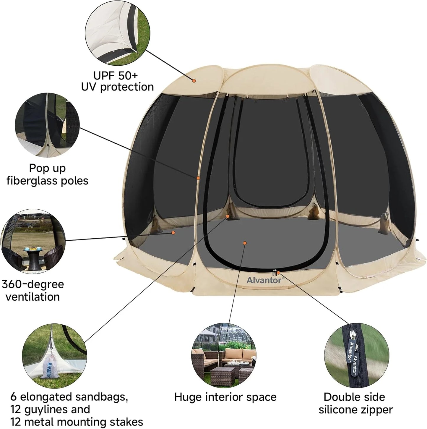 Pop Up Screen House Gazebo Tent with Mosquito Netting Sides