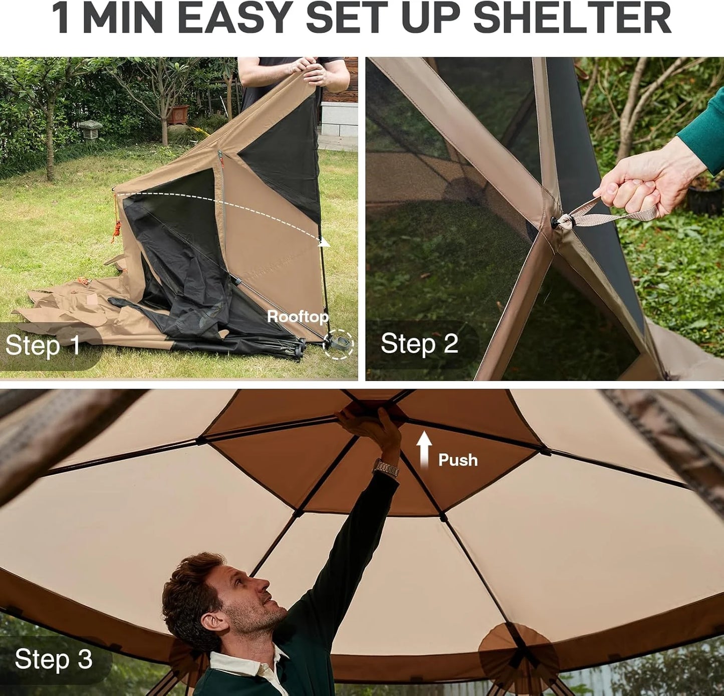 Pop up Screen House Tent for Camping 11.5 x 9.8 ft, Instant Screened Gazebo Canopy with Netting, Portable Shelter Enclosure