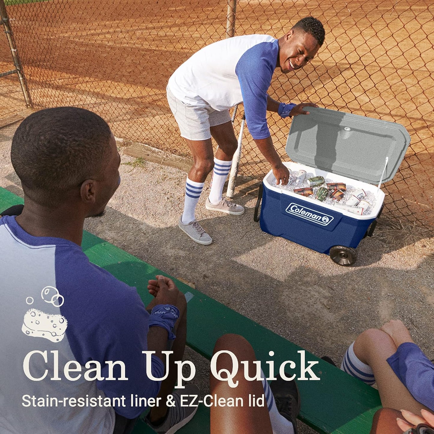 Coleman Insulated Portable Rolling Cooler with Wheels, Leak-Proof Outdoor Hard Cooler, Keeps Ice for Up to 5 Days, 100 Quart