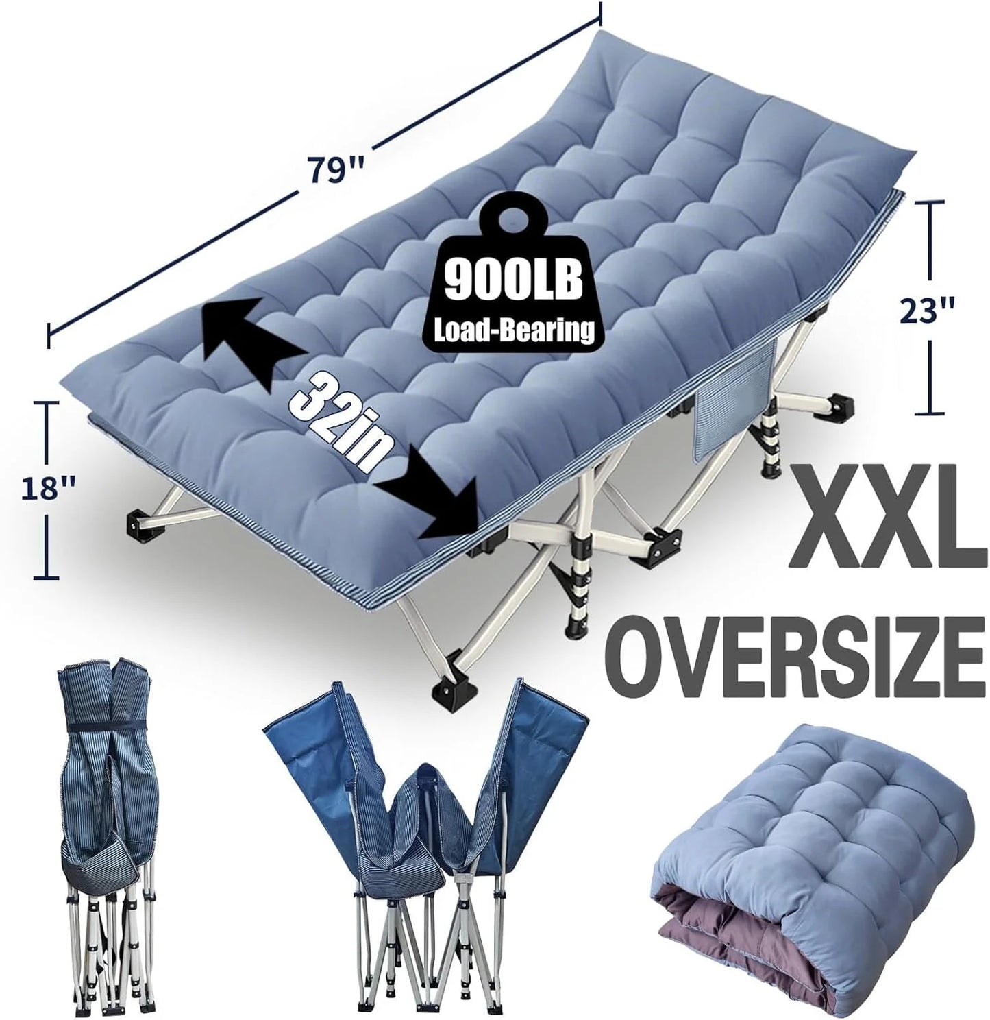 2-pack camping cots with mattresses, comfortable sleeping beds, adult camping cots, 2-person folding beds, heavy-duty sleeping beds