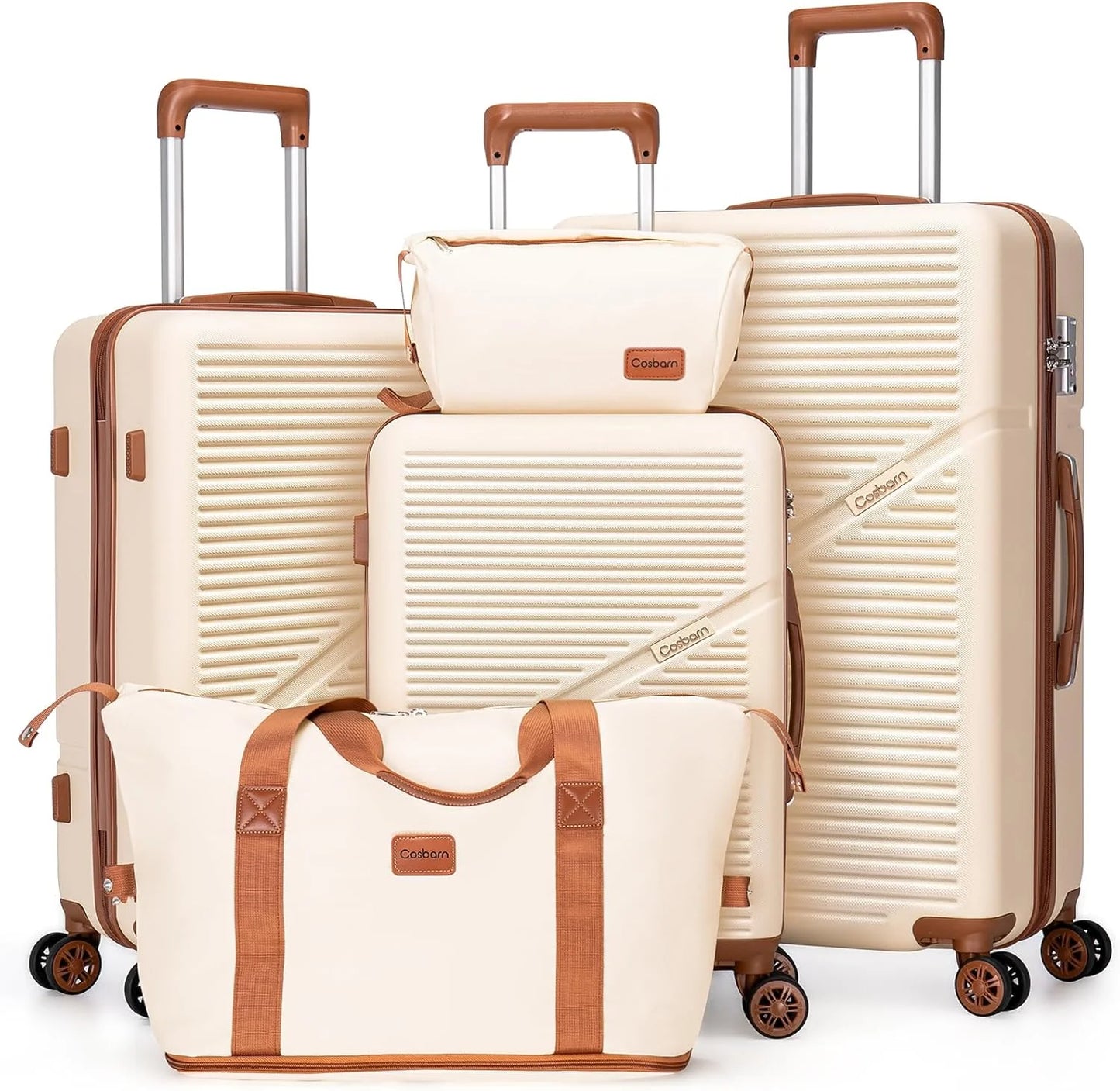 5-Piece Luggage Set with Spinner Wheels, Hard-Shell ABS Luggage Set with Tsa Lock, Lightweight Hard-Shell Waterproof Travel Case, Unisex, Gray