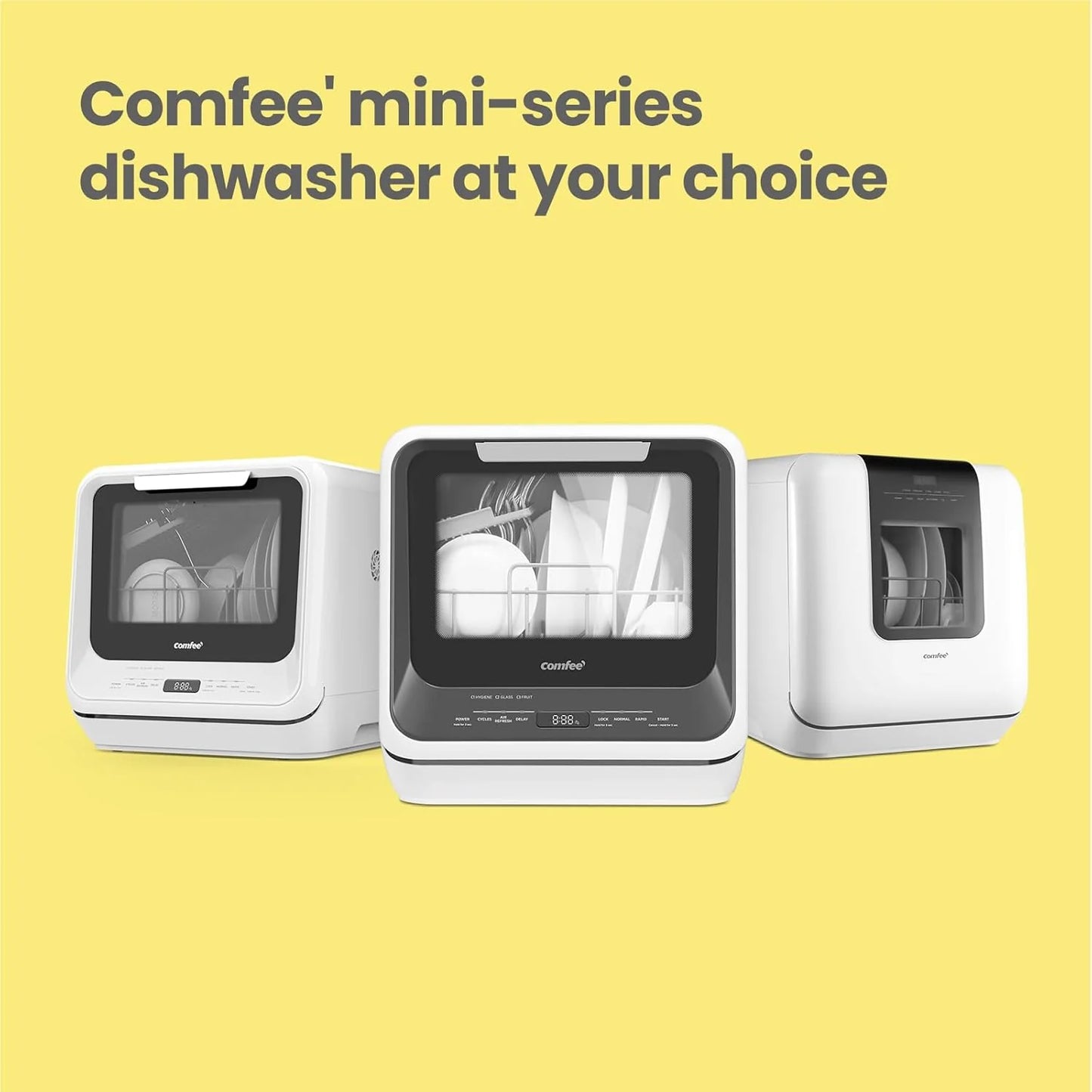 COMFEE' Portable Mini Dishwasher Countertop with 5L Built-in Water Tank
