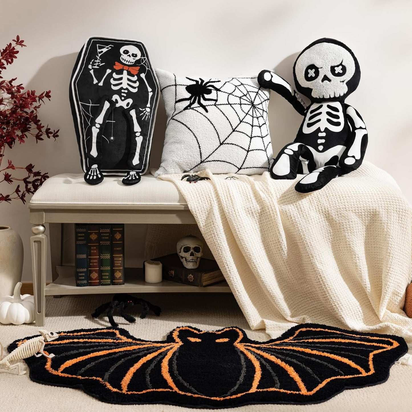 Halloween Shaped Throw Pillow Skeleton Shaped Pillow