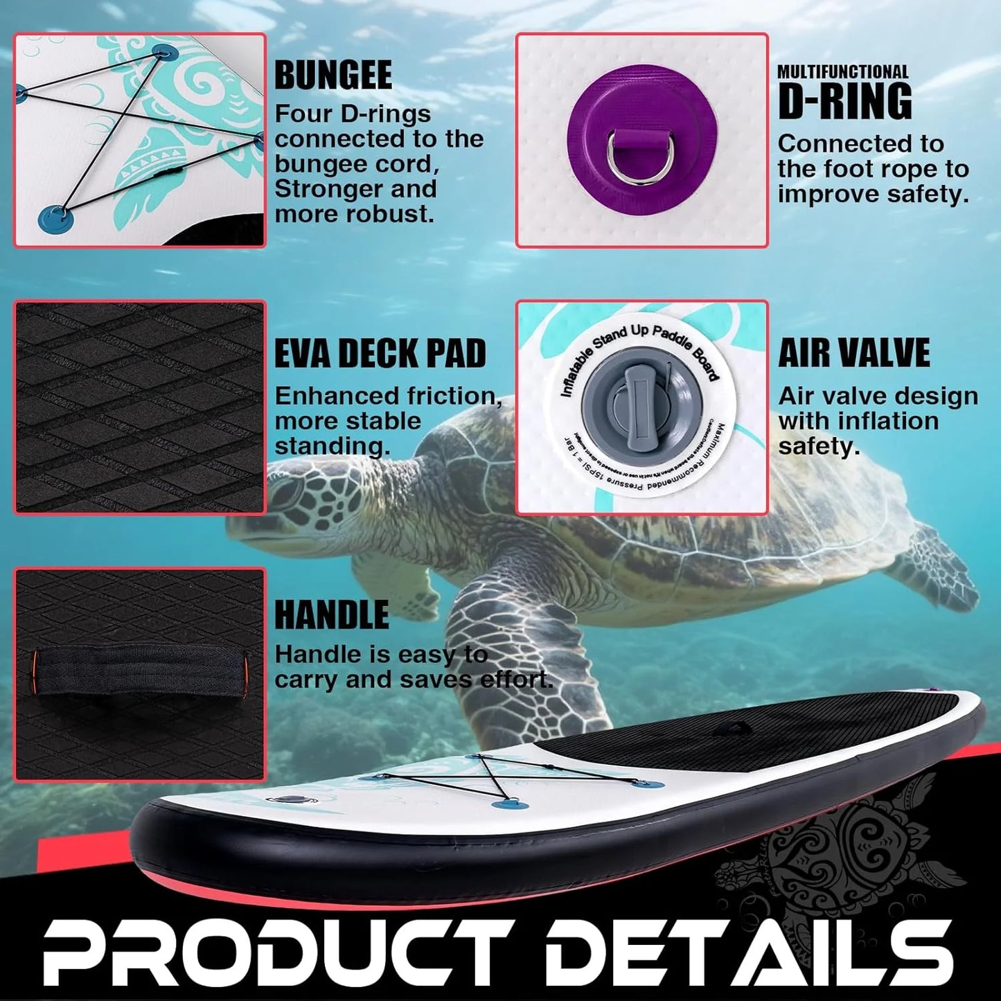 FunWater Inflatable Stand Up Paddle Board with Premium SUP Paddle Accessories, Non-Slip EVA Deck, 11'/10'6' Paddle