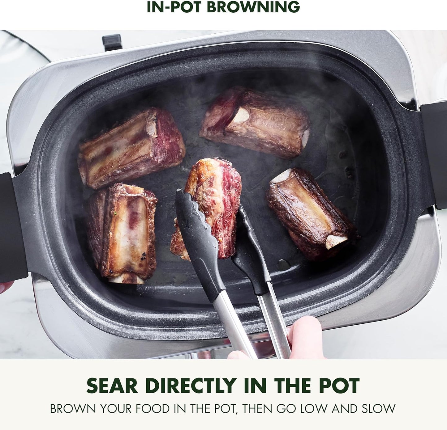 8-in-1 Programmable 6QT Electric Slow Cooker with Dishwasher-Safe Lid and Removable Base